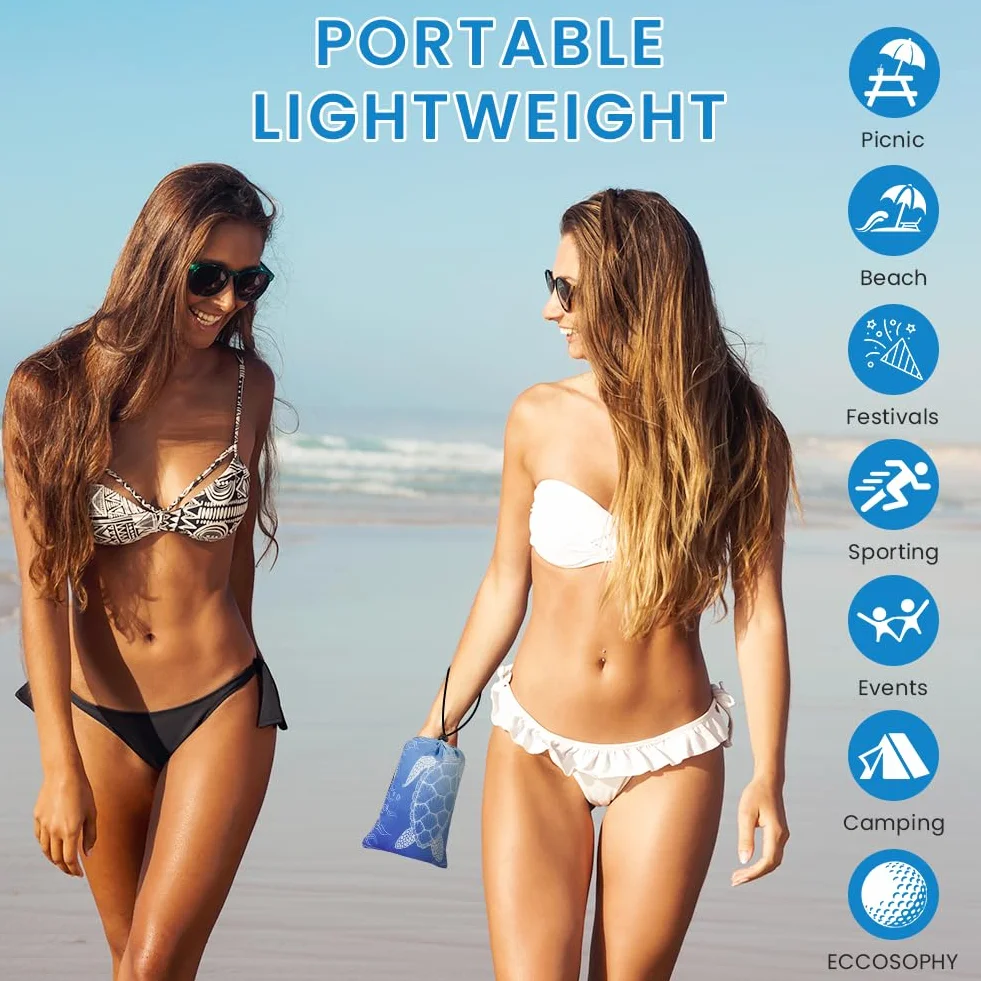 Ainiv Manta Picnic Impermeable 210x200cm Esterilla Playa Plegable Resistente Arena Agua Alfombra Exterior 6 Clavos Camping