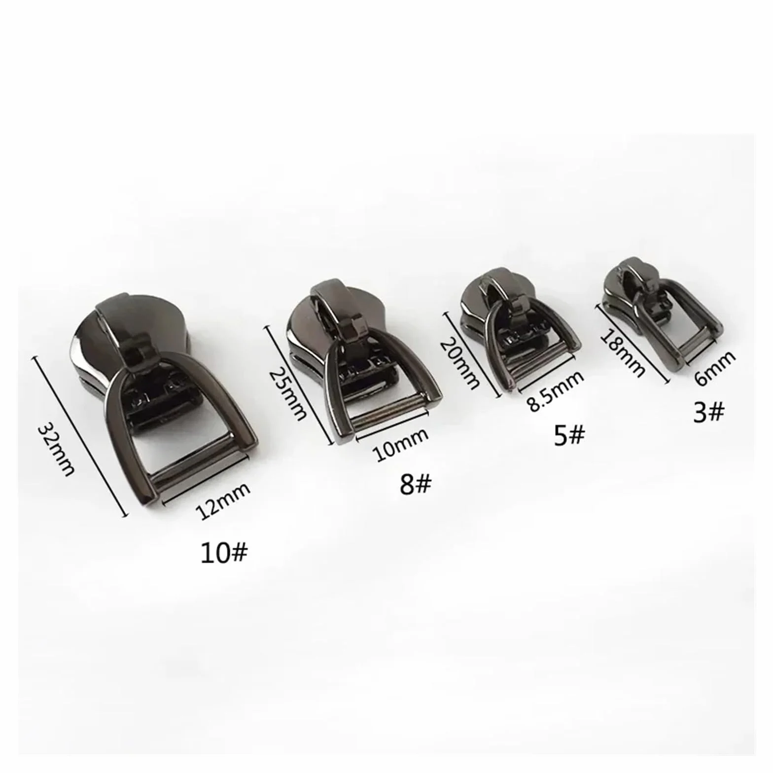 Tirador de cremallera for Metal, anillo en D, deslizadores, bolsas, chaqueta, cierre cremalleras repuesto, accesorios costura DIY, 5-20 piezas, 3#5#8#10#(LightGold,20Pcs,ForMetal-No8)
