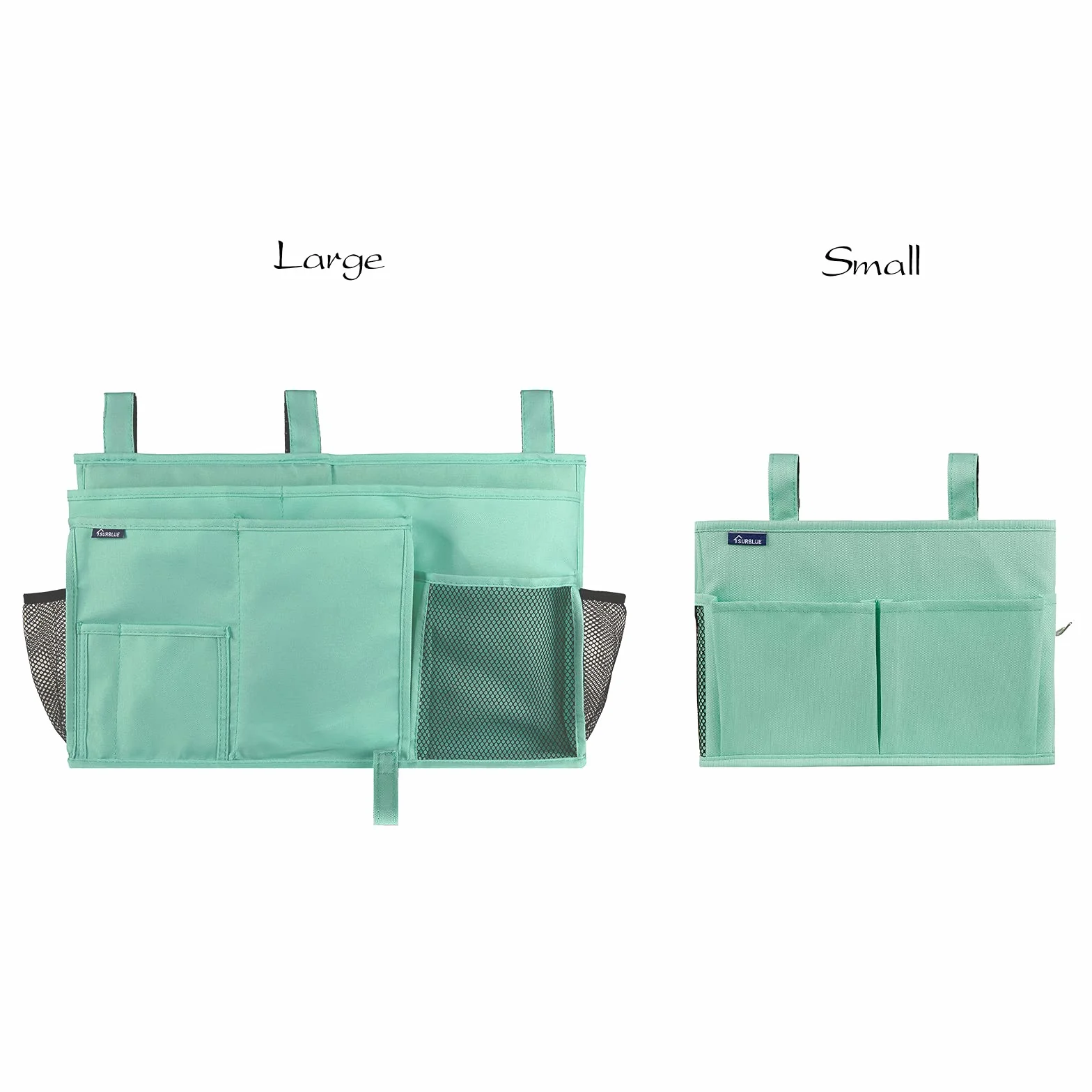 Surblue Bedside Caddy Colgante Bolsa de Almacenamiento 4 bolsillos 2 ganchos Verde