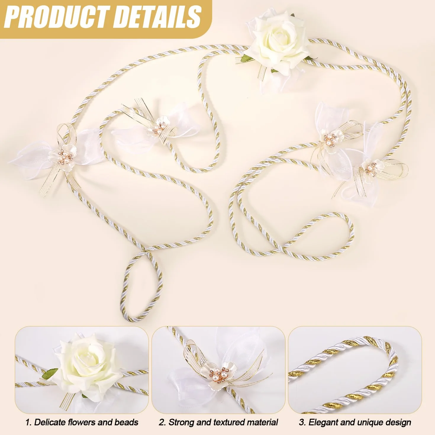 Gosknor Lazo de Boda Delicado Cuerda Lazo Ceremonia Cordón Unión Suministros Decoración para Regalos Novia México