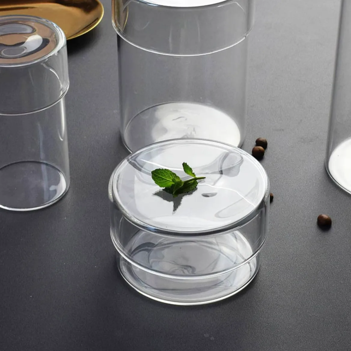 Artibetter Tarros de Cristal para Almacenar Alimentos, 4 Piezas de Vidrio | Tapa, para Azúcar y Sal, Paquete Práctico para Hogares, Diseño Transparente y Vacío