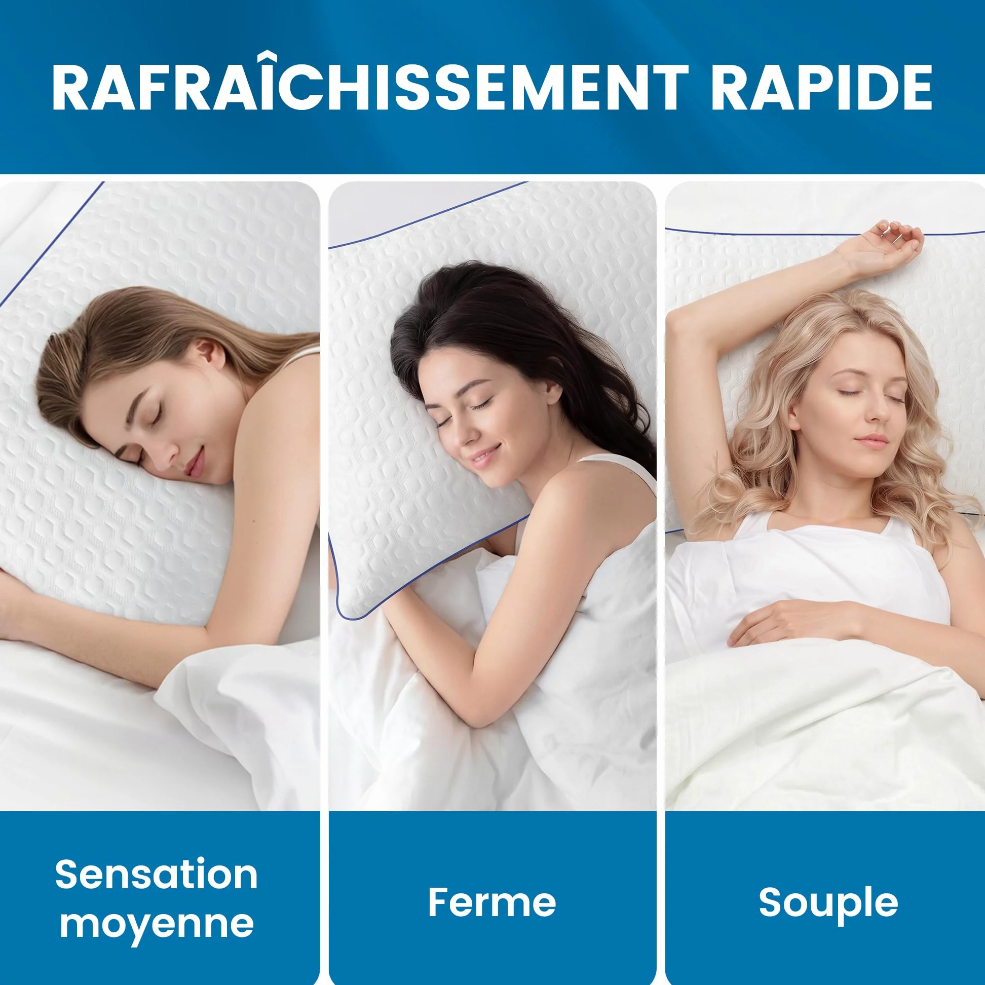 BedStory - Juego de 2 almohadas de memoria (50 x 70 cm), diseño de cereales ergonómicos, con infusión de gel refrescante, funda lavable de seda helada, altura personalizable, hipoalergénica