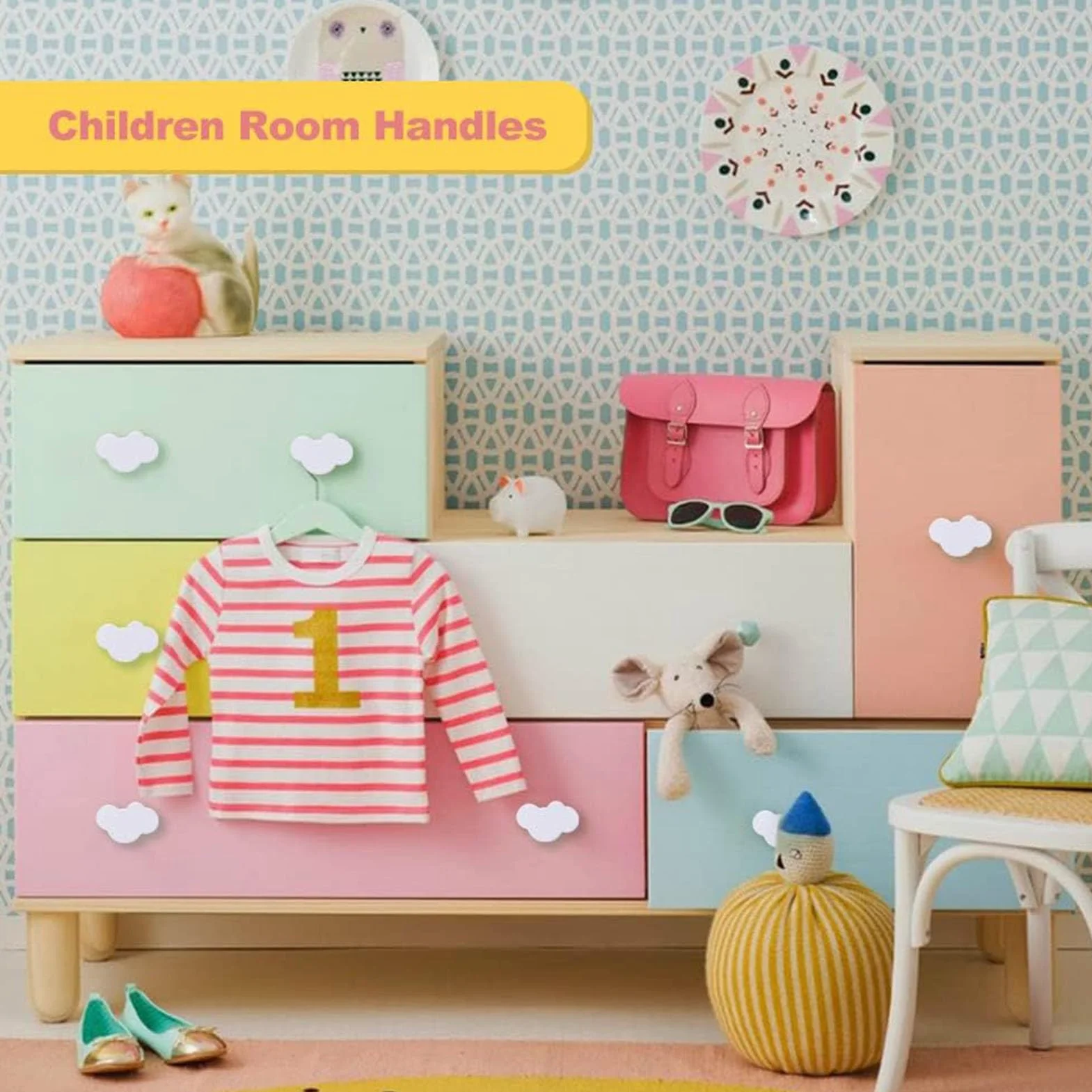 8 Pomos de Armario Con Forma de Nube Para Habitación de Niños, Diseño de Dibujos Animados, Tiradores de Muebles y Cajones Con Tornillos