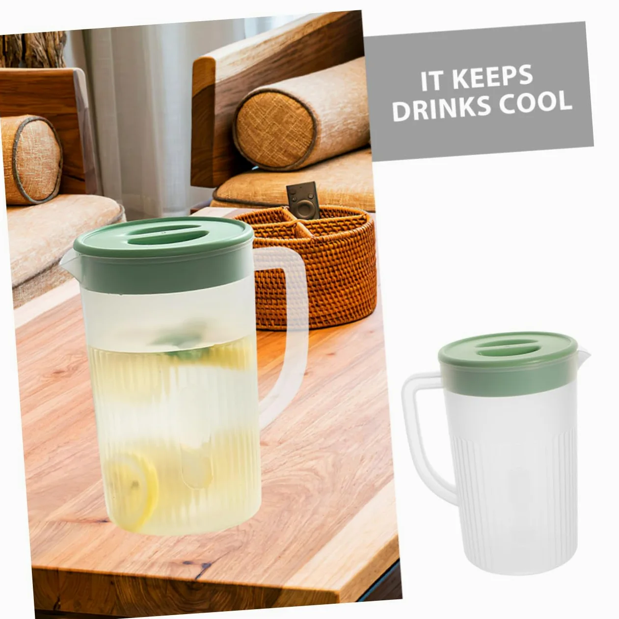 Garneck 2 piezas Jarra de Agua Grande con Tapa Resistente al Calor para Nevera y Bebidas Frías Limonada y Café Helado Casa y Oficina