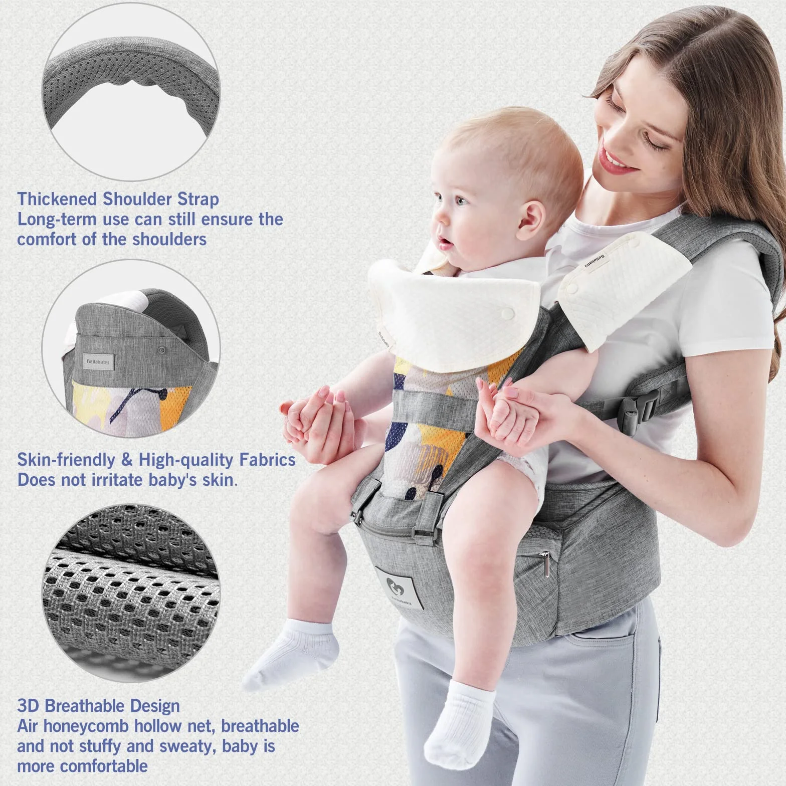 Bellababy Portabebés Mochila Multifunción 6 en 1 para Bebés 3-36 Meses Tamaño Ajustable