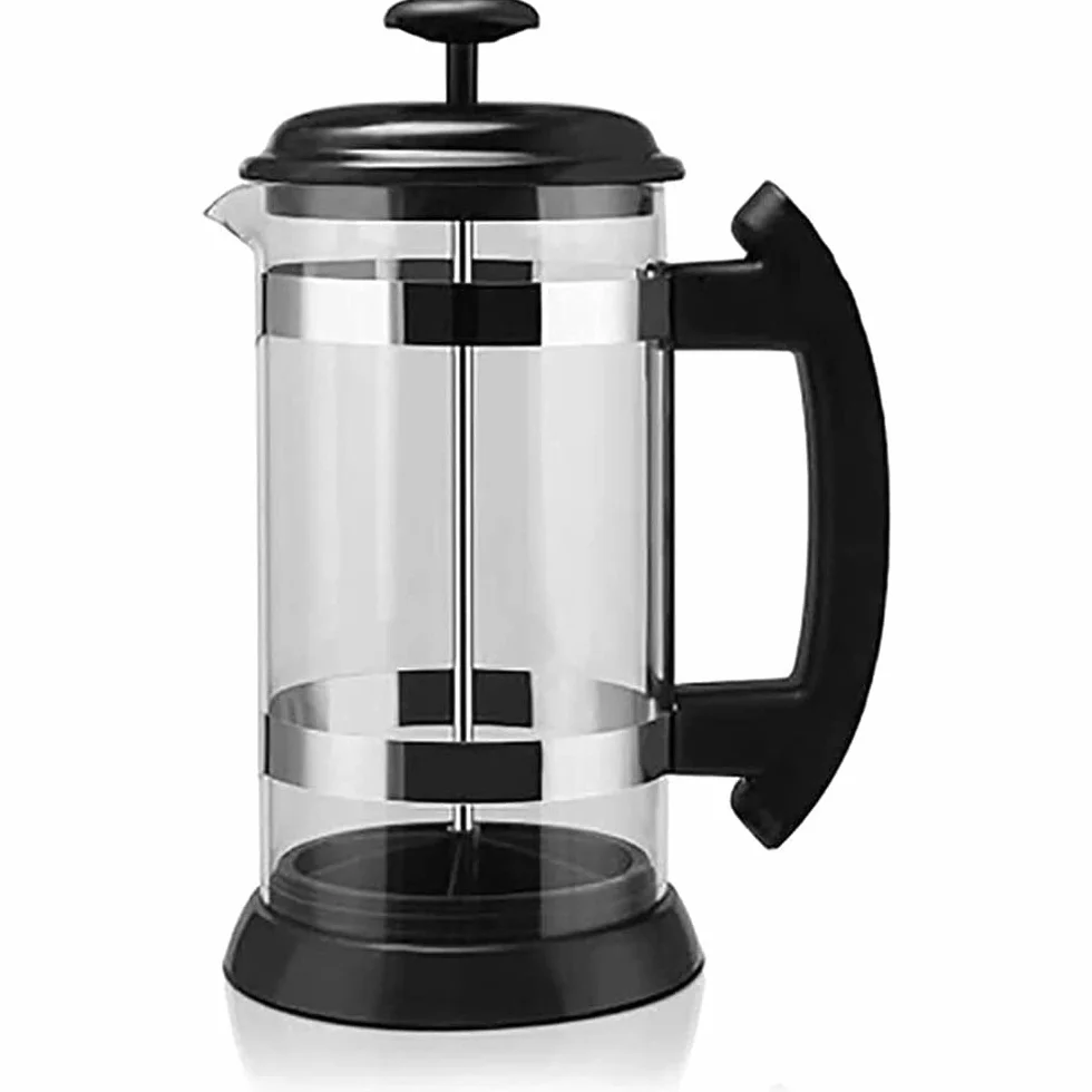 Cafetera de prensa, prensa de café, cafetera, cafetera, cafetera y tetera, acero inoxidable 304M, vidrio de borosilicato alto, sistema de filtración de cuatro capas, prensa de café for el hogar, viaje