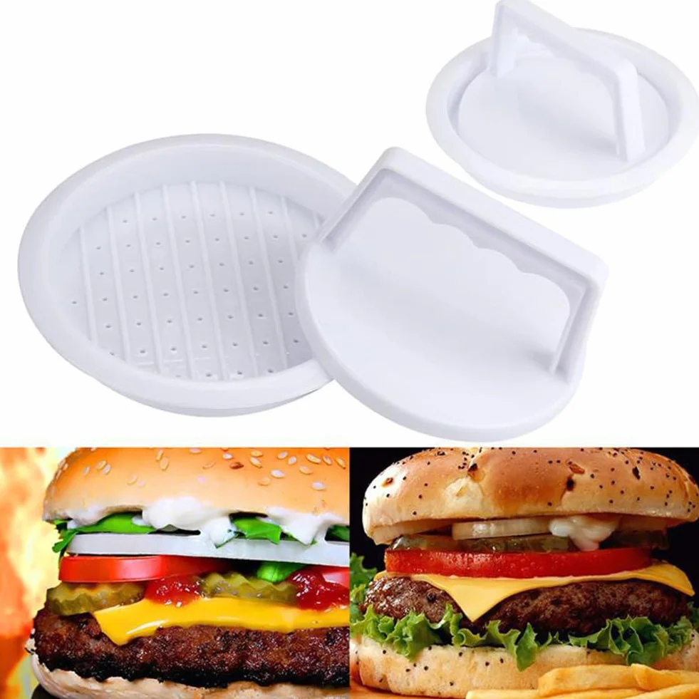 Molde redondo para hacer hamburguesas y barbacoa, de plástico, molde para hacer pastel de carne, moldes para hamburguesas y prensa para hamburguesas, duradero, fácil de limpiar, mu