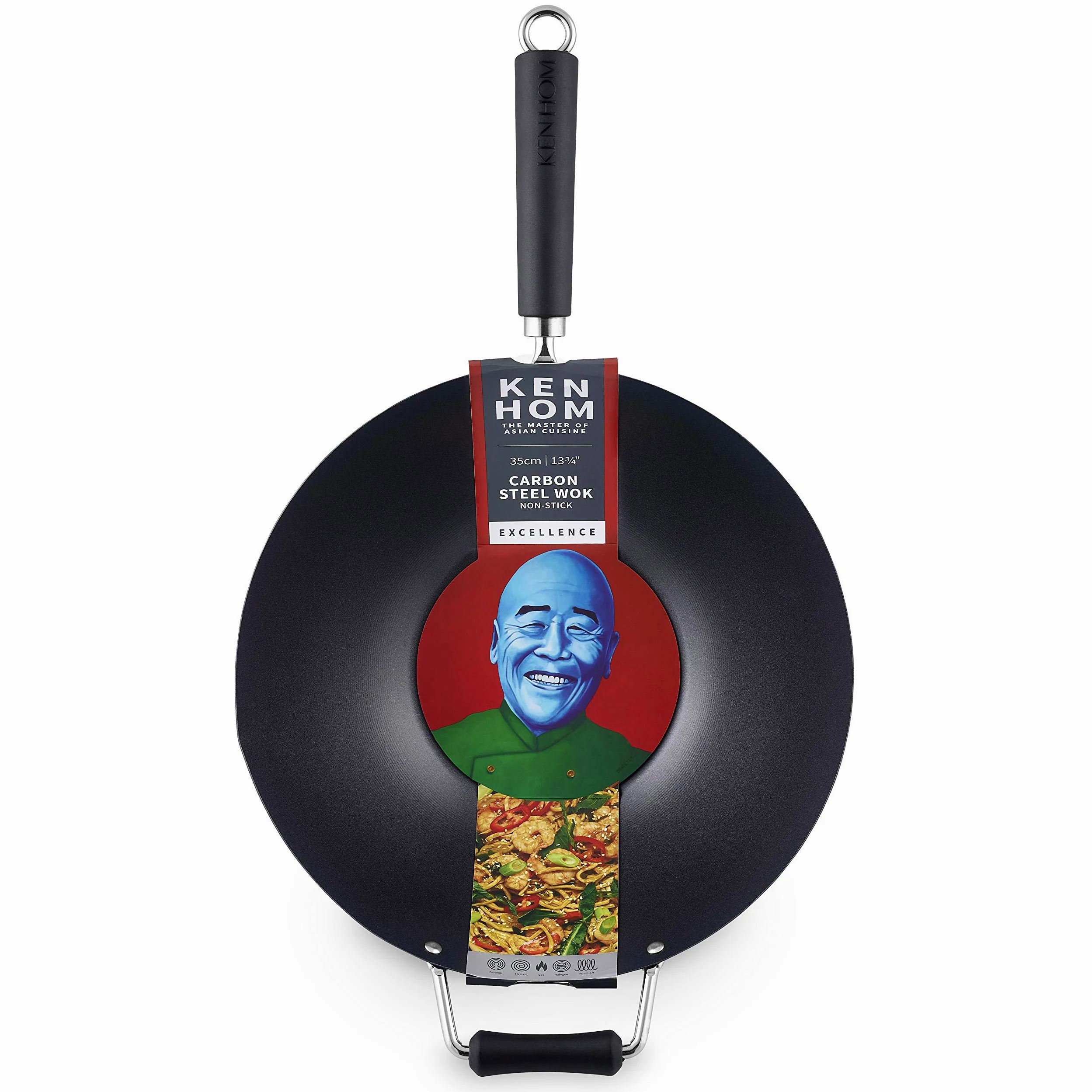 Ken Hom Excellence Wok 35 cm, Acero al Carbono, Wok Induccion