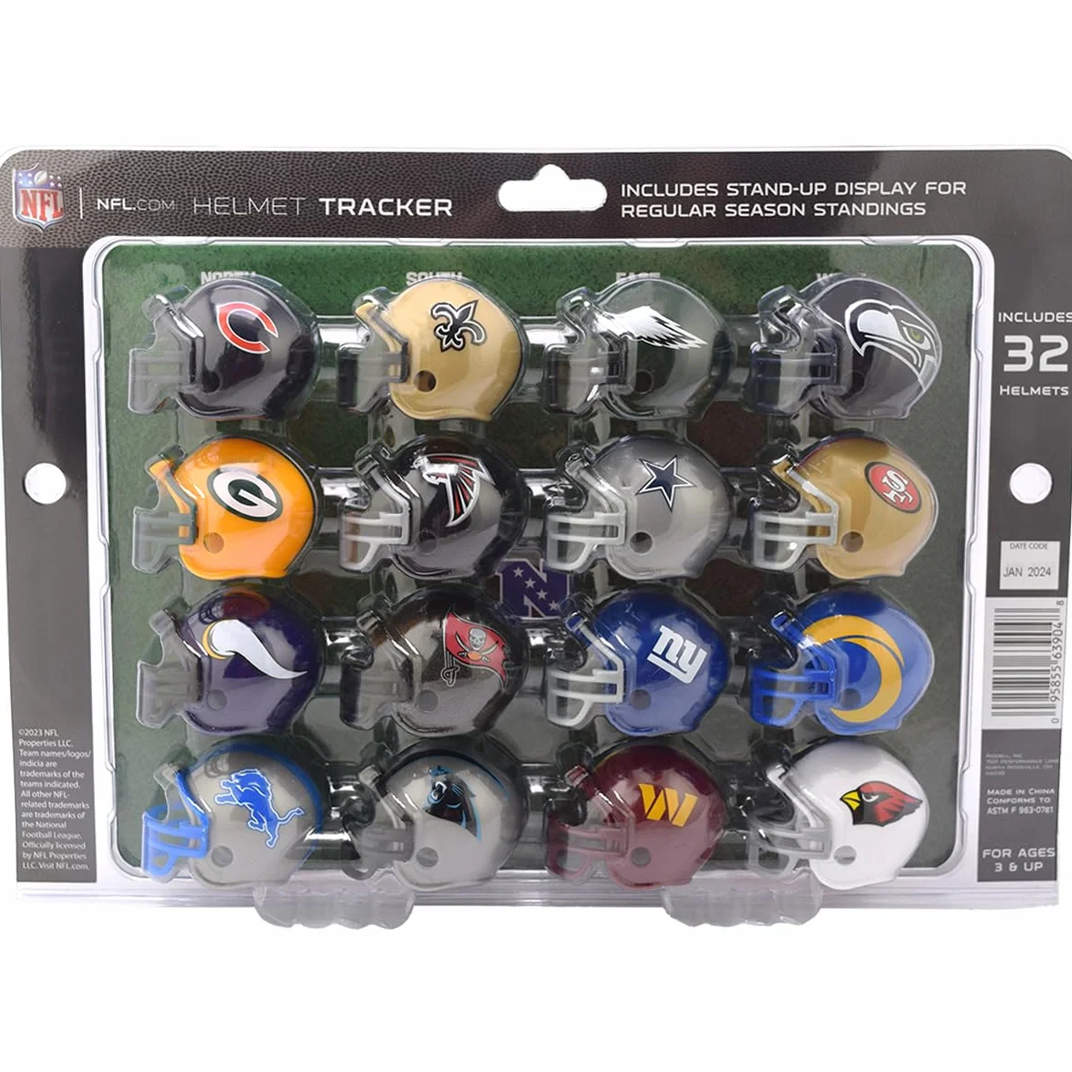 Riddell Juego 32 Piezas Rastreadores Casco NFL, Cascos Tamaño Gumball, Logotipos Actuales NFL 2024