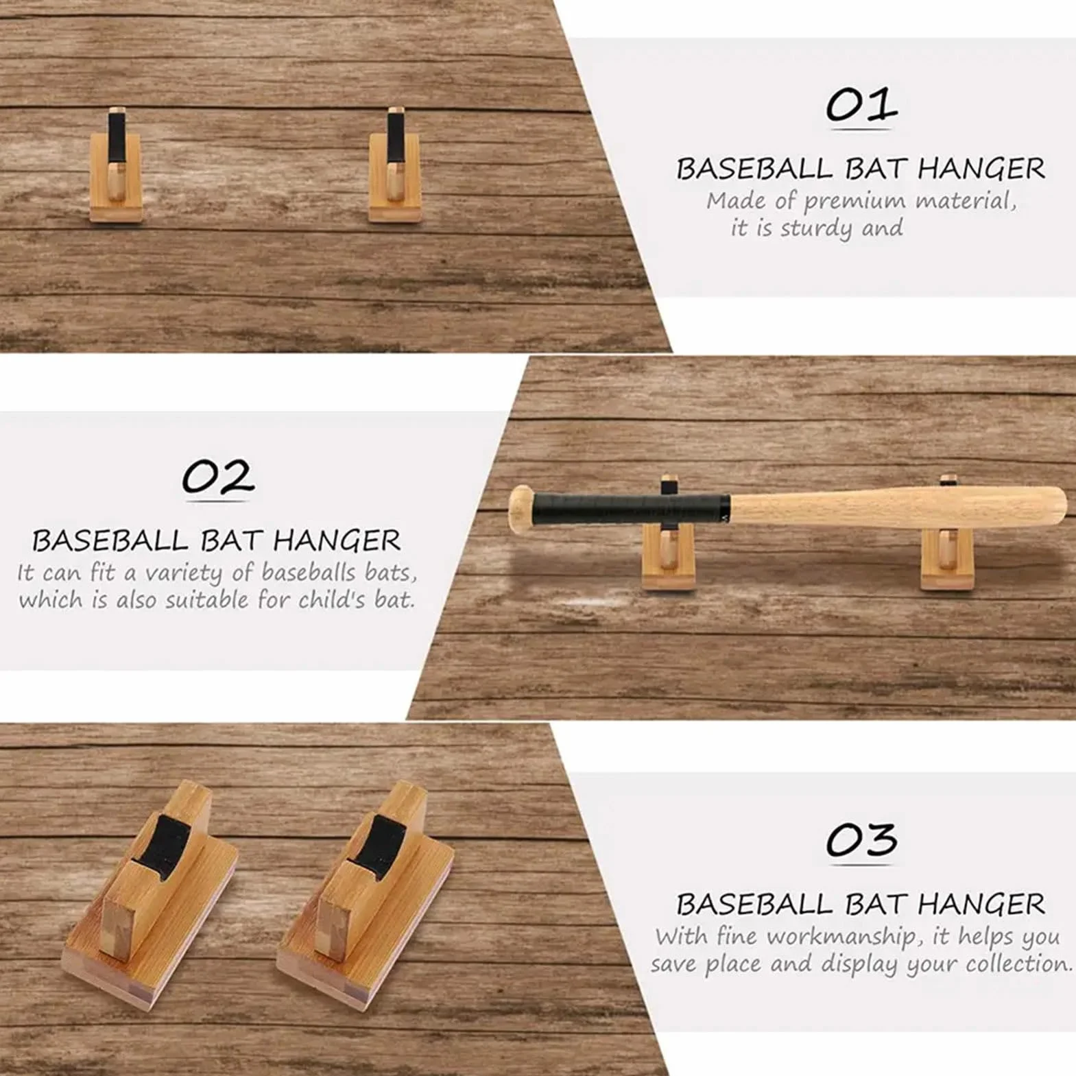 Soporte para Bate de béisbol - Estante Horizontal de Exhibición para el Hogar