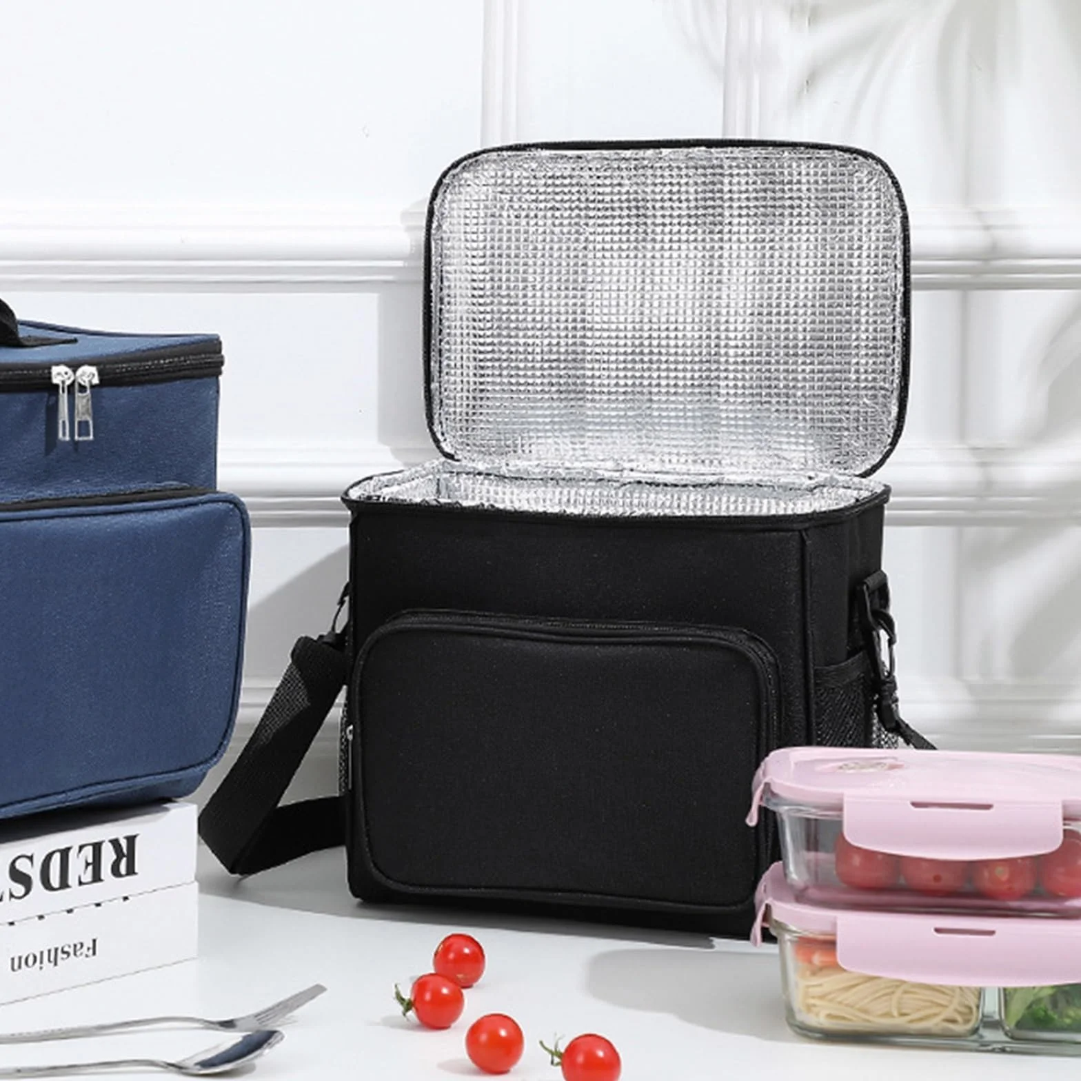 Bolsa Bento gruesa de tela Oxford, bolsa aislante portátil gran capacidad, pícnic al aire libre, almuerzo for estudiantes, 2 uds