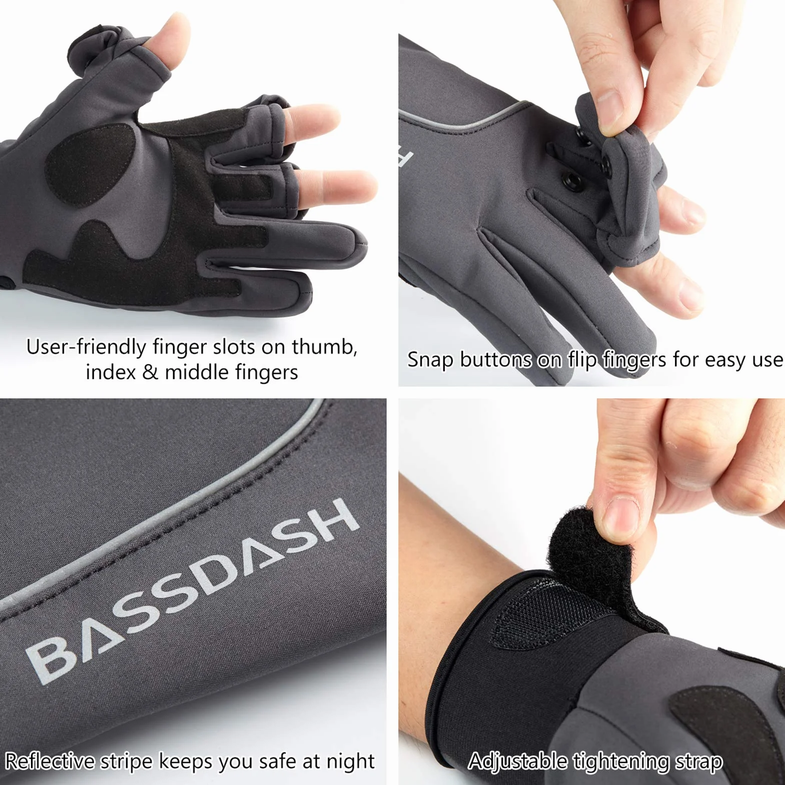 Bassdash WintePro Guantes de Pesca Aislados Repelentes al Agua con Forro Polar para Hombres y Mujeres