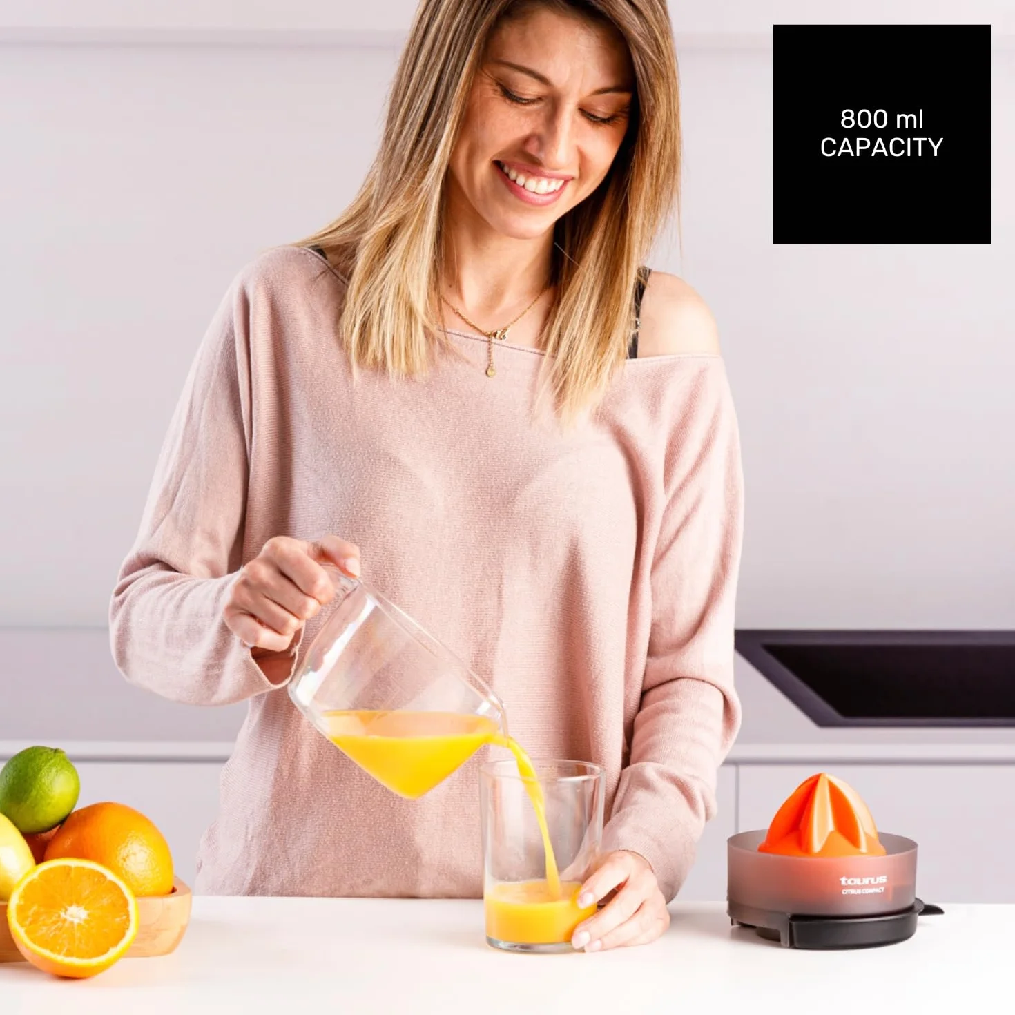Taurus - Citrus Compact Exprimidor Eléctrico, 800 ml, Doble Giro, BPA Free