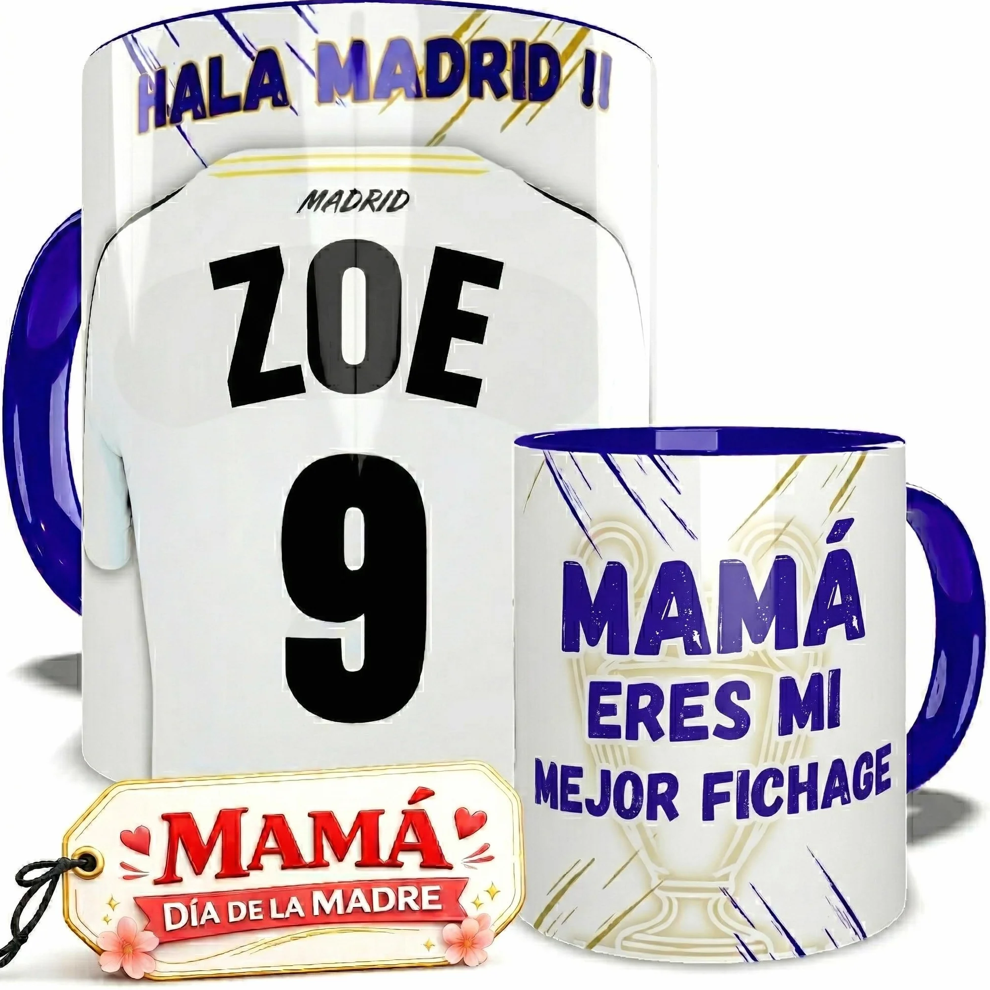 Taza Madrid Personalizada Nombre Número Dedicatoria Regalo Fútbol Original Niños Cumpleaños Apta Microondas