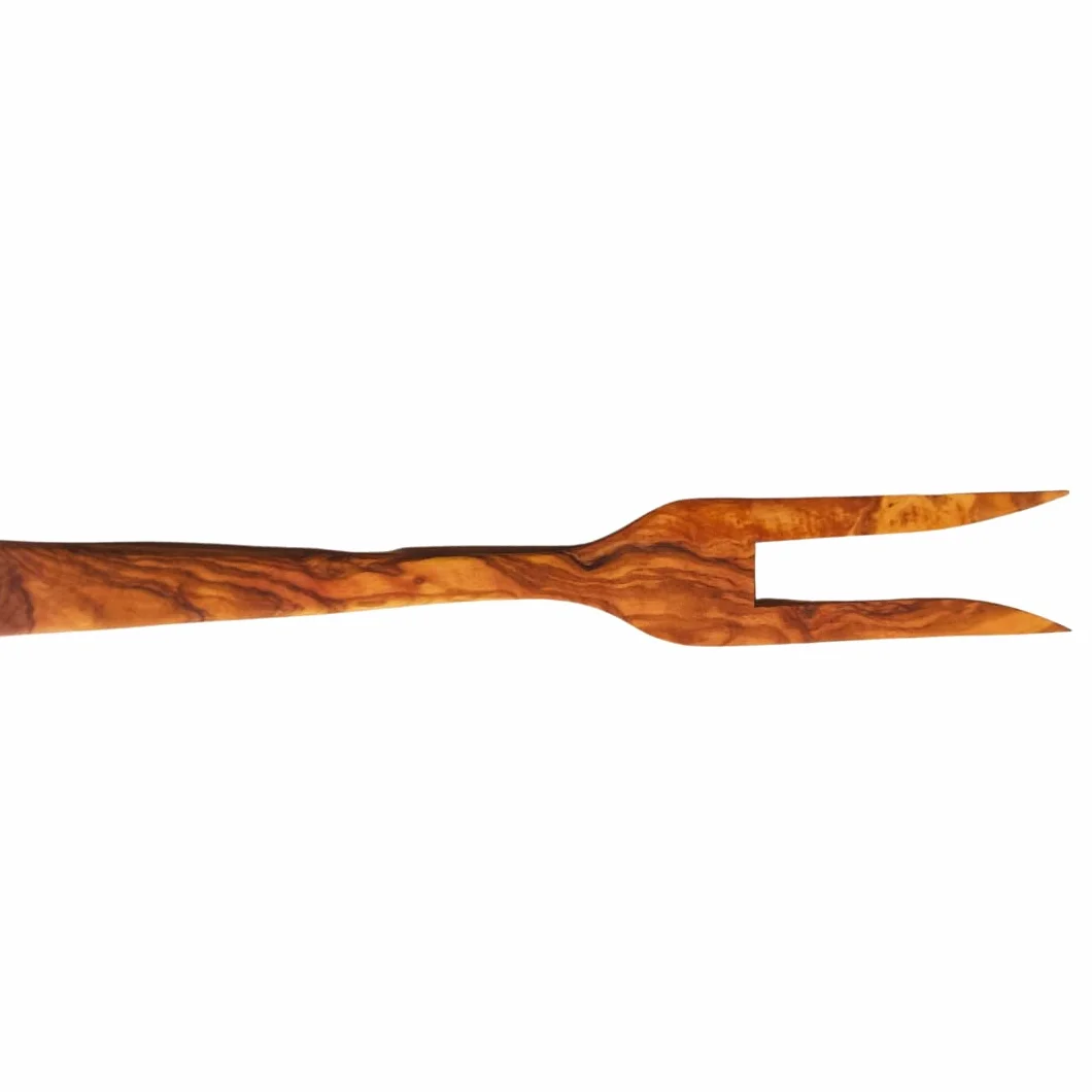 TENEDOR DOS PUNTAS DE MADERA DE OLIVO ARTESANAL 31,5CM. Hecho a mano por un artesano de proximidad. Utensilios de cocina. ENVÍO GRATIS.