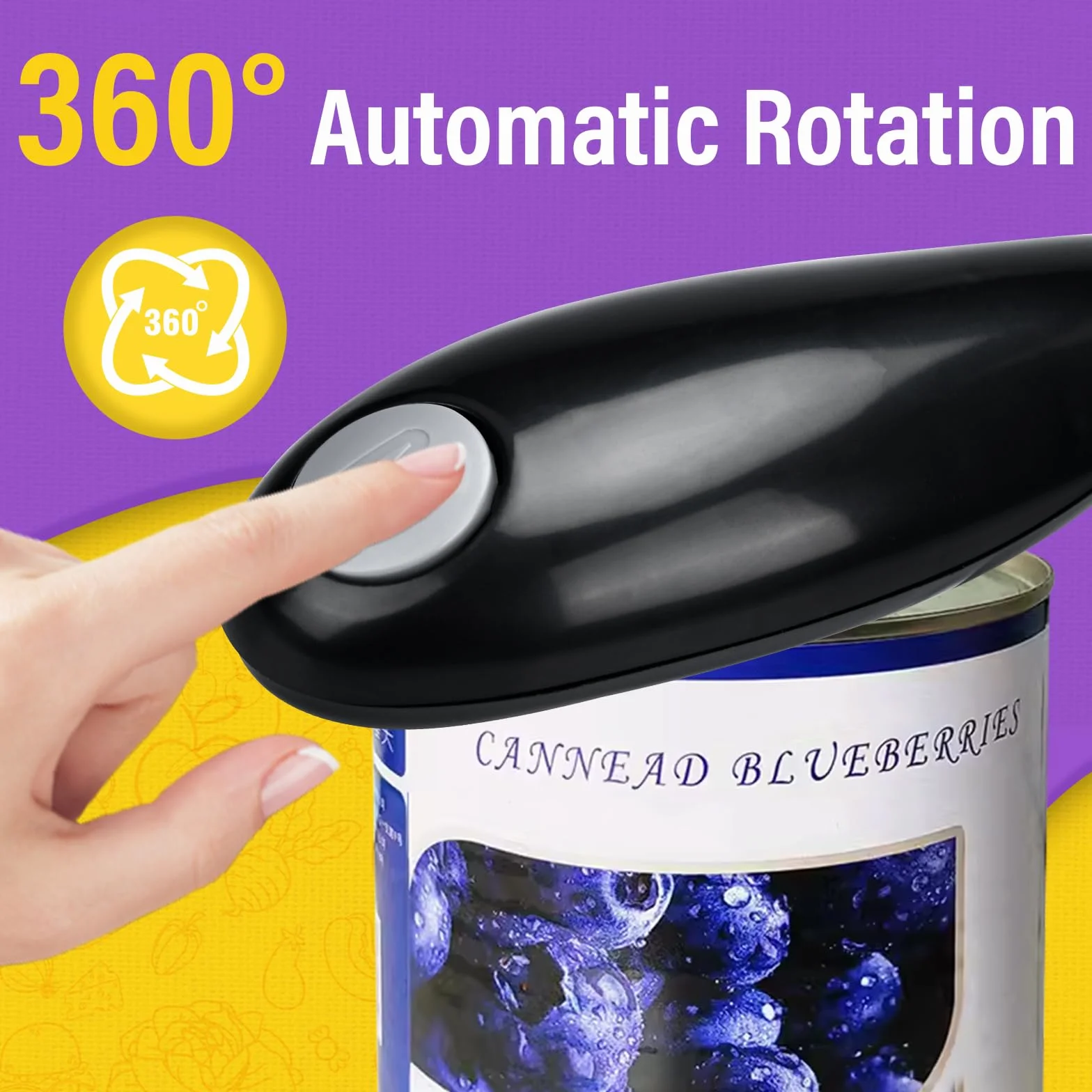 Abrelatas Eléctrico, Abridor de Latas Automático con Un Solo Toque, Abrelatas Profesional para Personas con Artritis - Negro, Z25-Diandongkaiguanqi