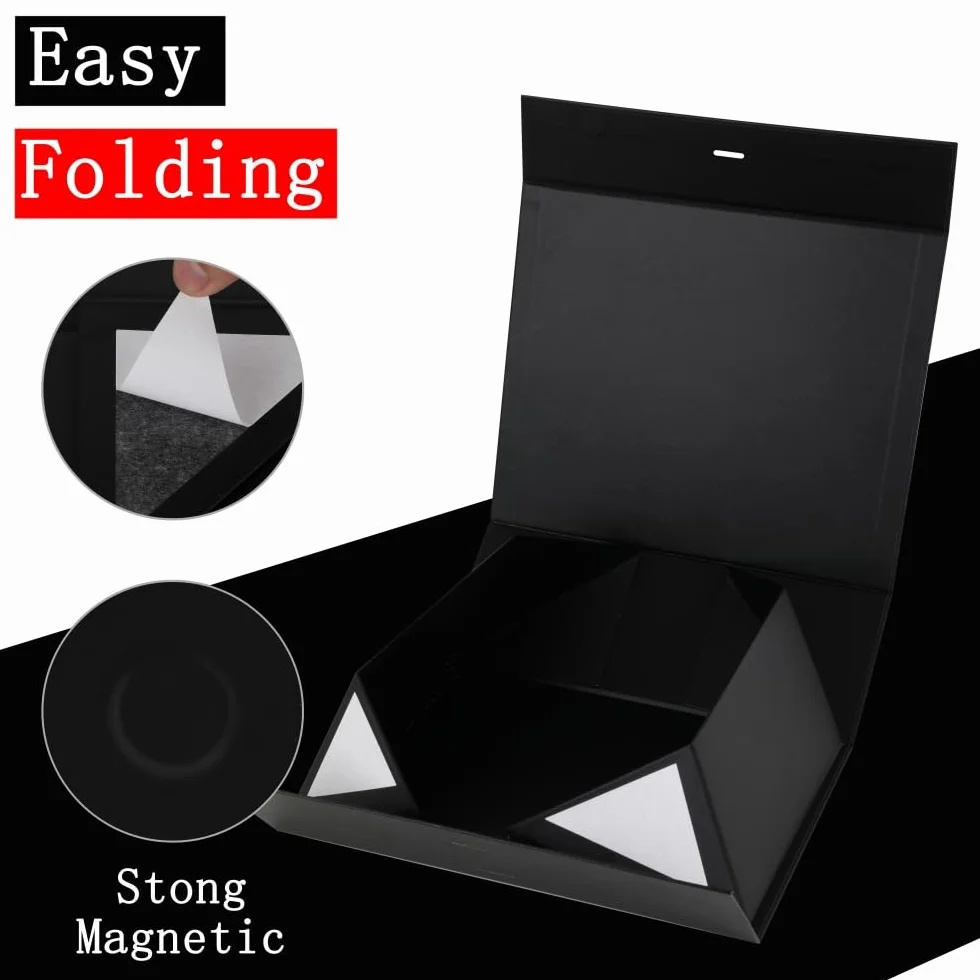 Caja de regalo grande Negro con tapa 32x28x13,5 cm, caja para regalo Empaque cumpleaños, caja de zapatos al por mayor, Navidad Incluye relleno de papel triturado, tarjeta de sobre y cinta