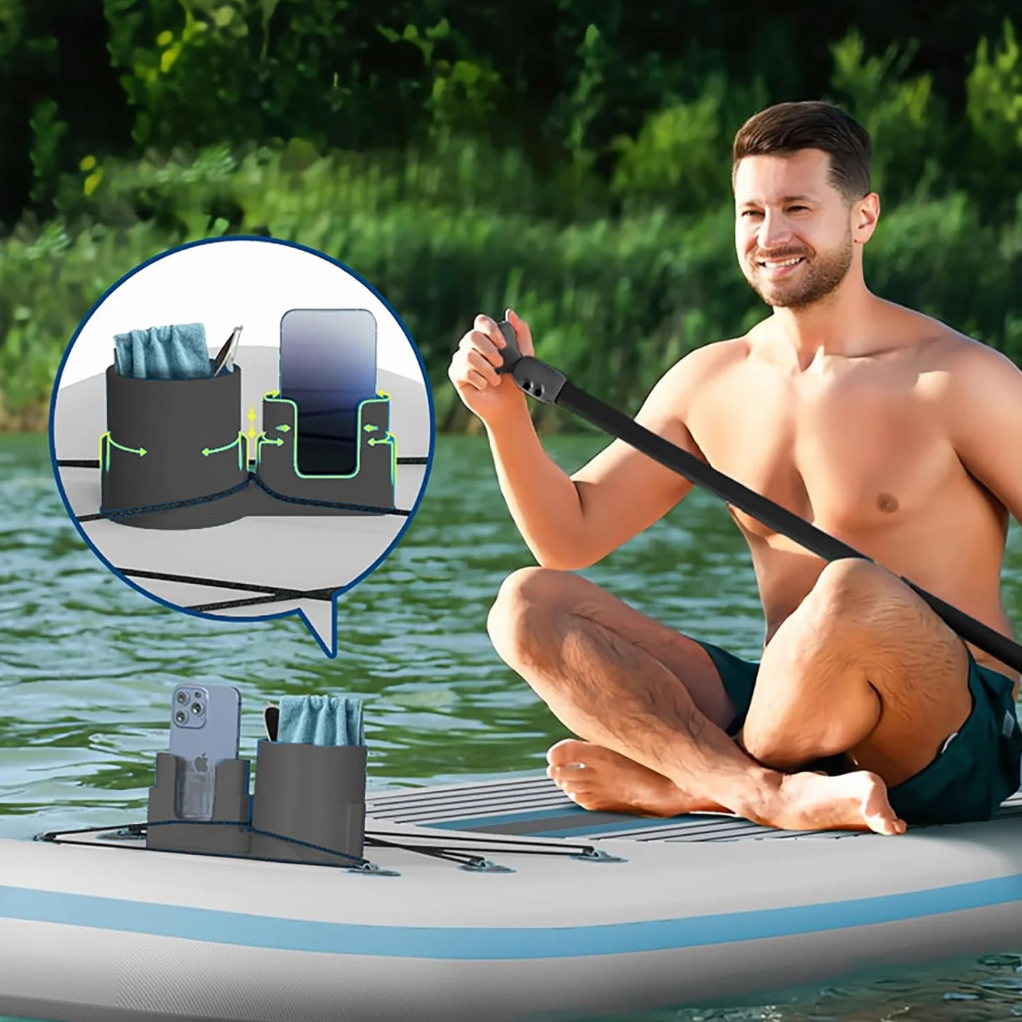 Soporte para Teléfono Móvil para Tabla de Surf Kayak - Negro, Accesorio Pequeño de Almacenamiento para Paddleboard