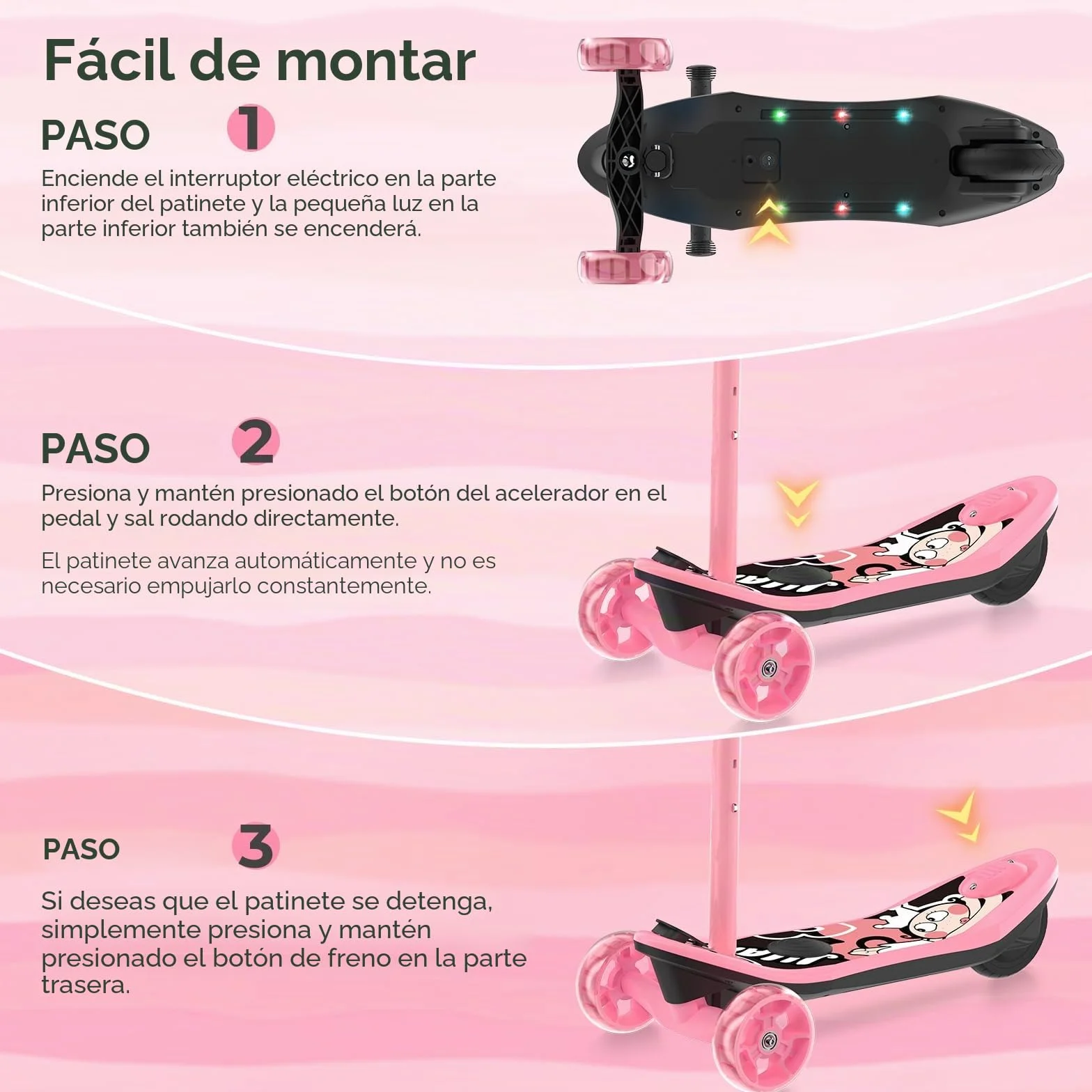 iScooter Patinete eléctrico para niños 2 en 1 batería 12V 5Ah ruedas 5 pulgadas carga máxima 50kg