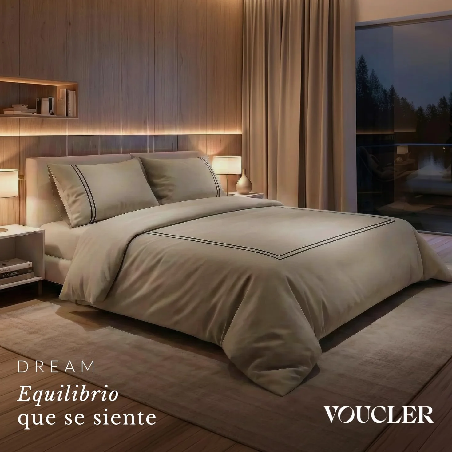 Dream – Pack 3 Piezas Funda Nordica Cama 150 (260x225 cm) y 2 Fundas Almohadas 50x80 – Stone – Satén 100% Algodón 300 Hilos, Tacto Sedoso y Adaptativo, Oeko-Tex®