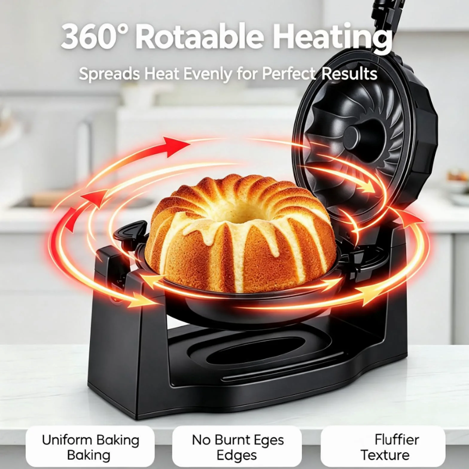 Máquina De Pan Multifuncional De 1800 W, Máquina Eléctrica Para Hacer Pastel De Lava Con Calentamiento Uniforme, Temperatura Constante Automática, Bandeja Antiadherente, Base Antideslizante