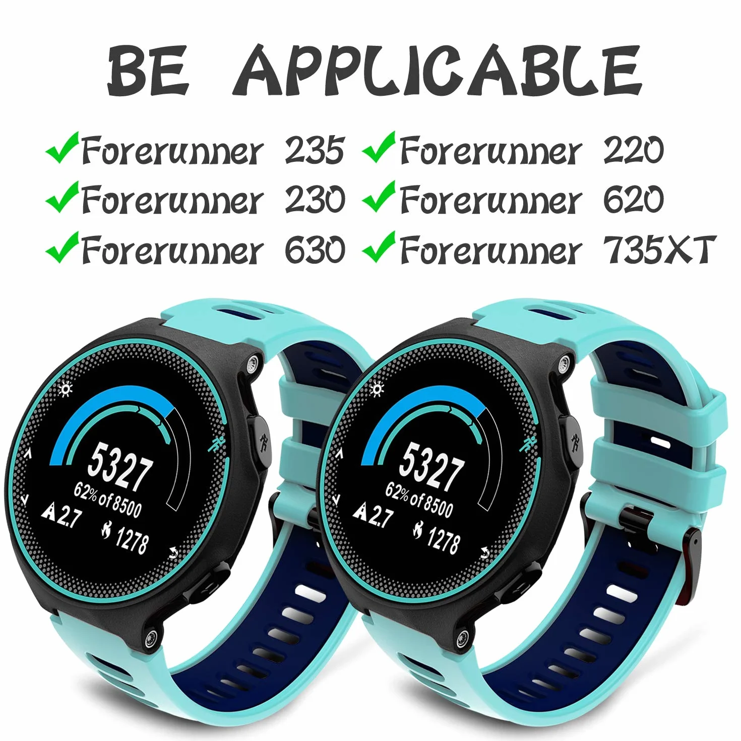 Correa para Garmin Forerunner 735XT Compatible con 235, 220, 230, 620, 630 - Pulsera de Reemplazo de Silicona