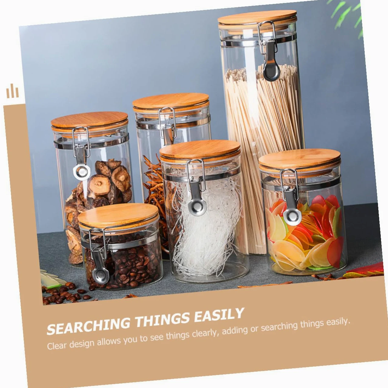 POPETPOP Tarros Herméticos para Almacenamiento de Harina y Alimentos de Vidrio y Acero Inoxidable Tapa de Madera Set de 2 Diseño Claro y Estructura Estable en Cocina