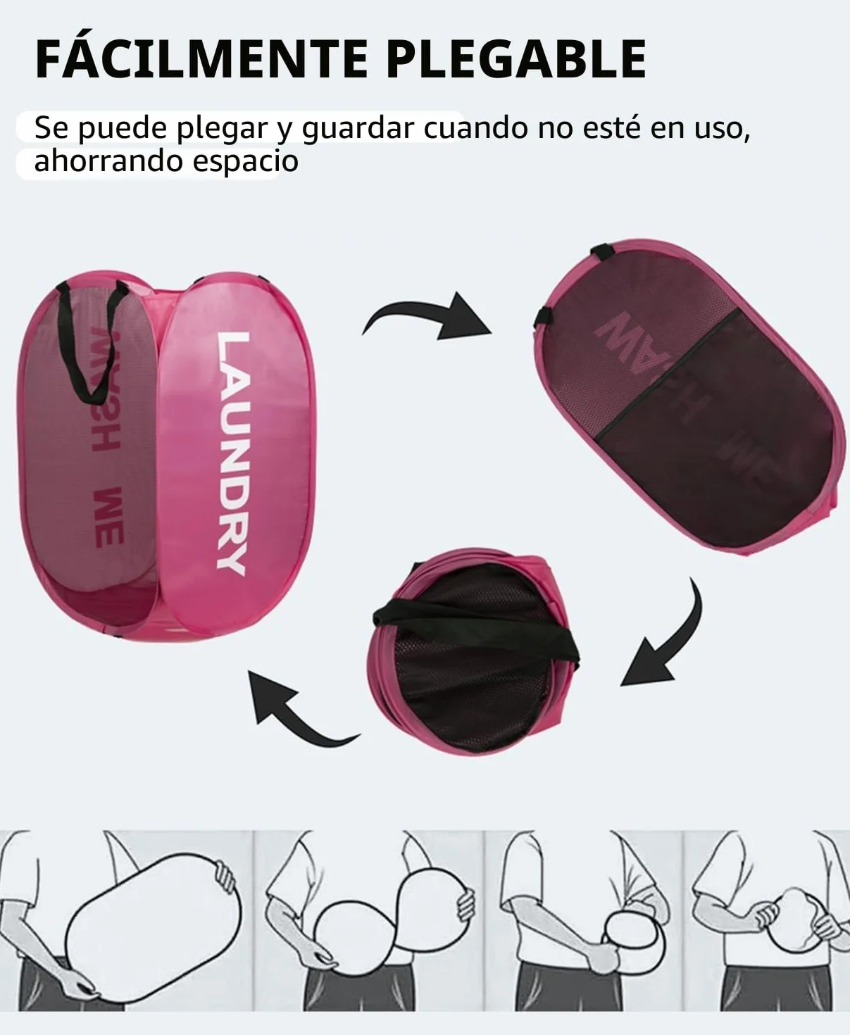 Cesto Ropa Plegable,Cesta Ropa Sucia,Cesta Ropa Limpia para Baño,Dormitorio,Lavandería,Hotel y Viajes,Negro