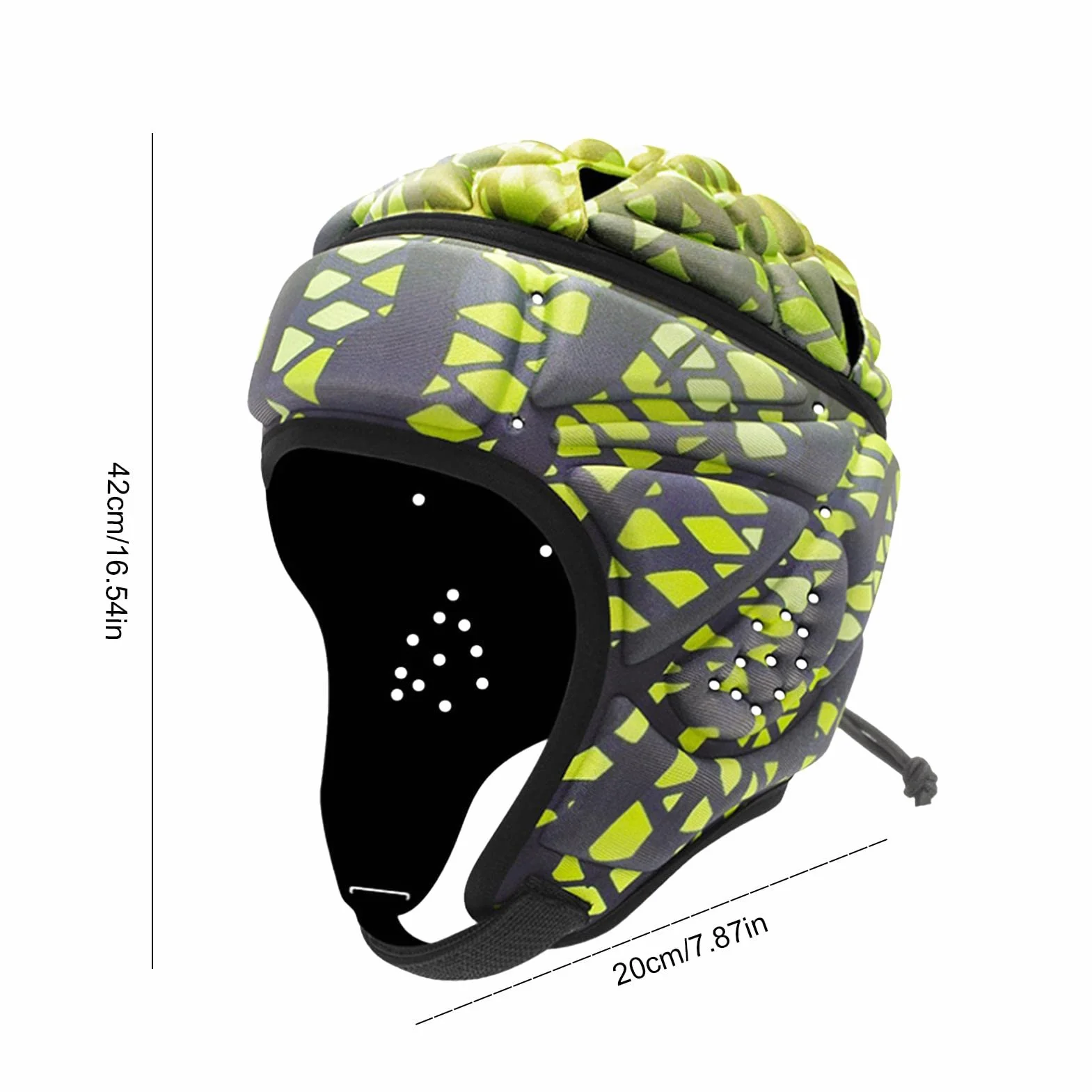 Casco Acolchado para Fútbol Bandera Rugby, Protector Cabeza Portero Ajustable Deportivo
