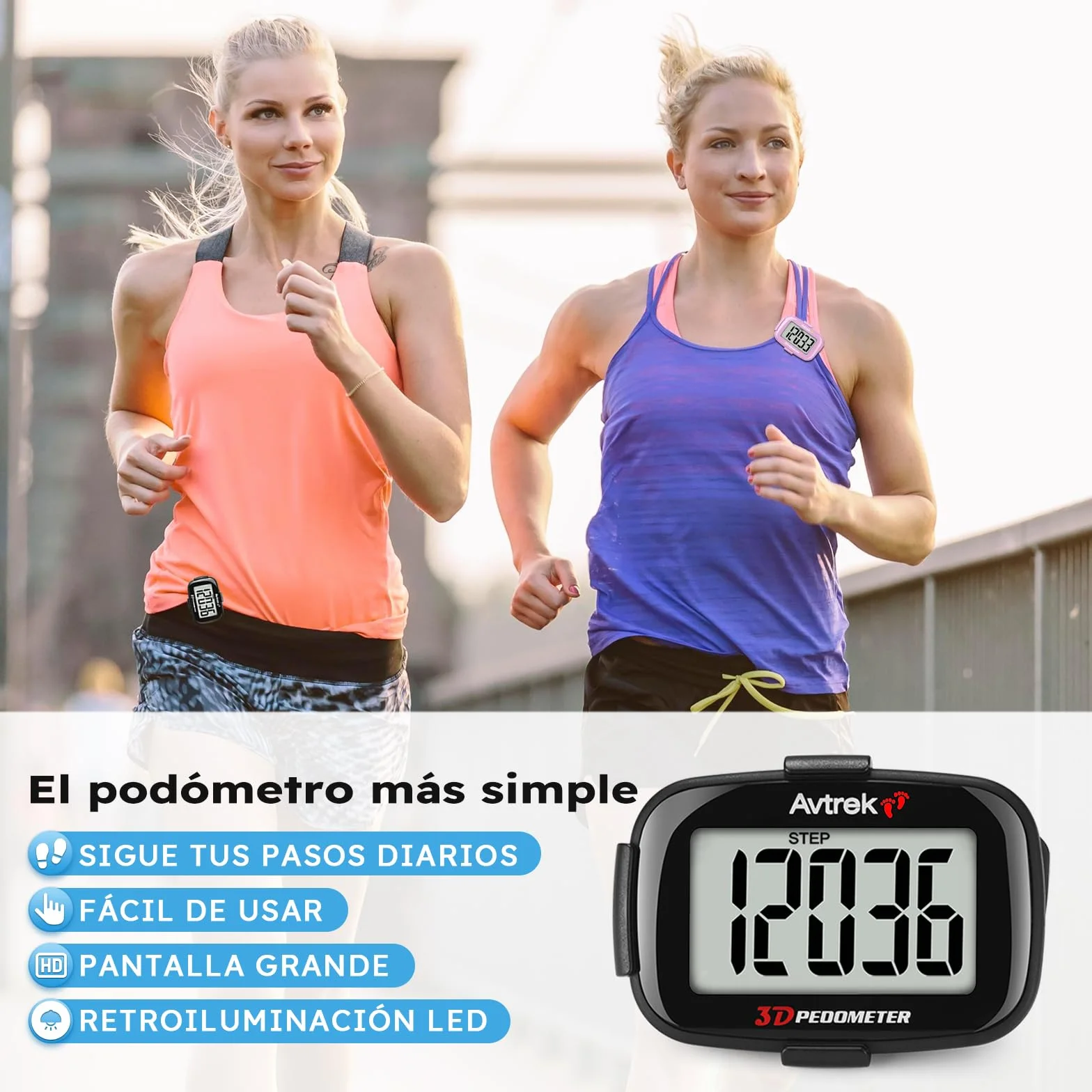 AVTREK Podómetro 3D Mini podómetro sin App sin Bluetooth para Caminar o Correr Actividades de Senderismo al Aire Libre