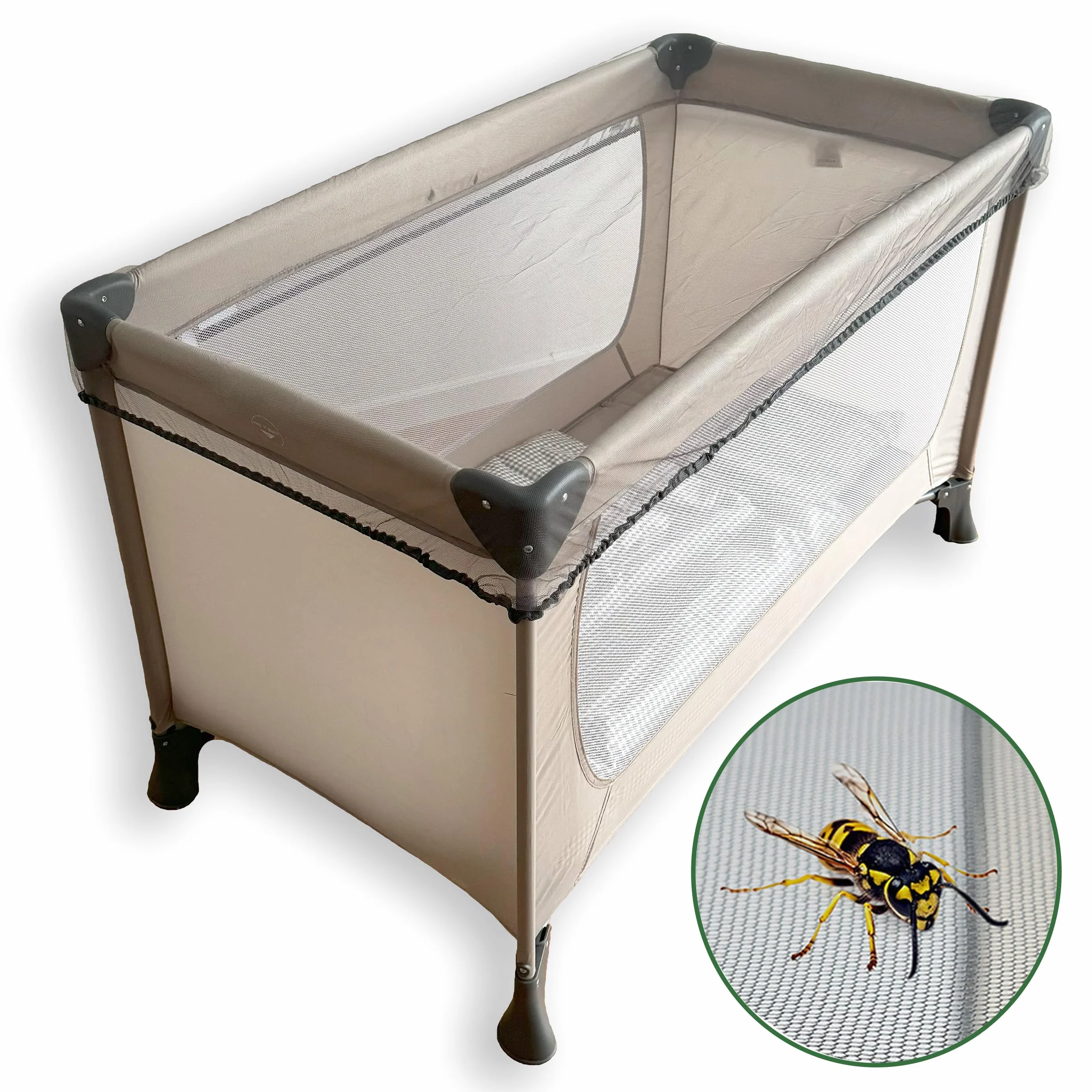 Zamboo Mosquitera Cuna Bebe 60x120 cm de Viaje Universal | Minicunas | Parque Infantil - Red Antimosquitos para Cama Niños - Transpirable - Lavable a Máquina e Higiénica - Gris