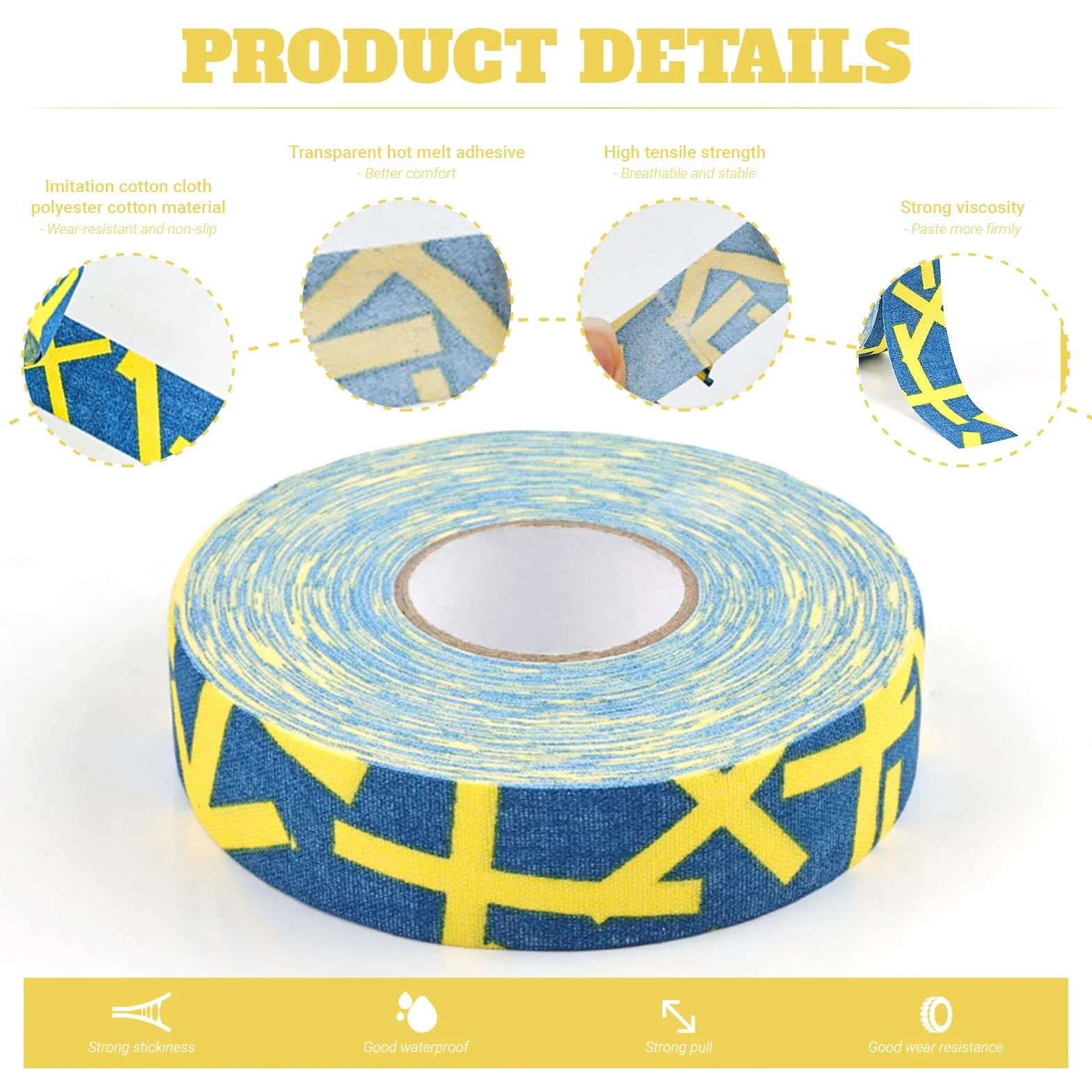 Skyzone Cinta de Palo de Hockey, Cinta Antideslizante de Agarre 2,5 cm x 25 m