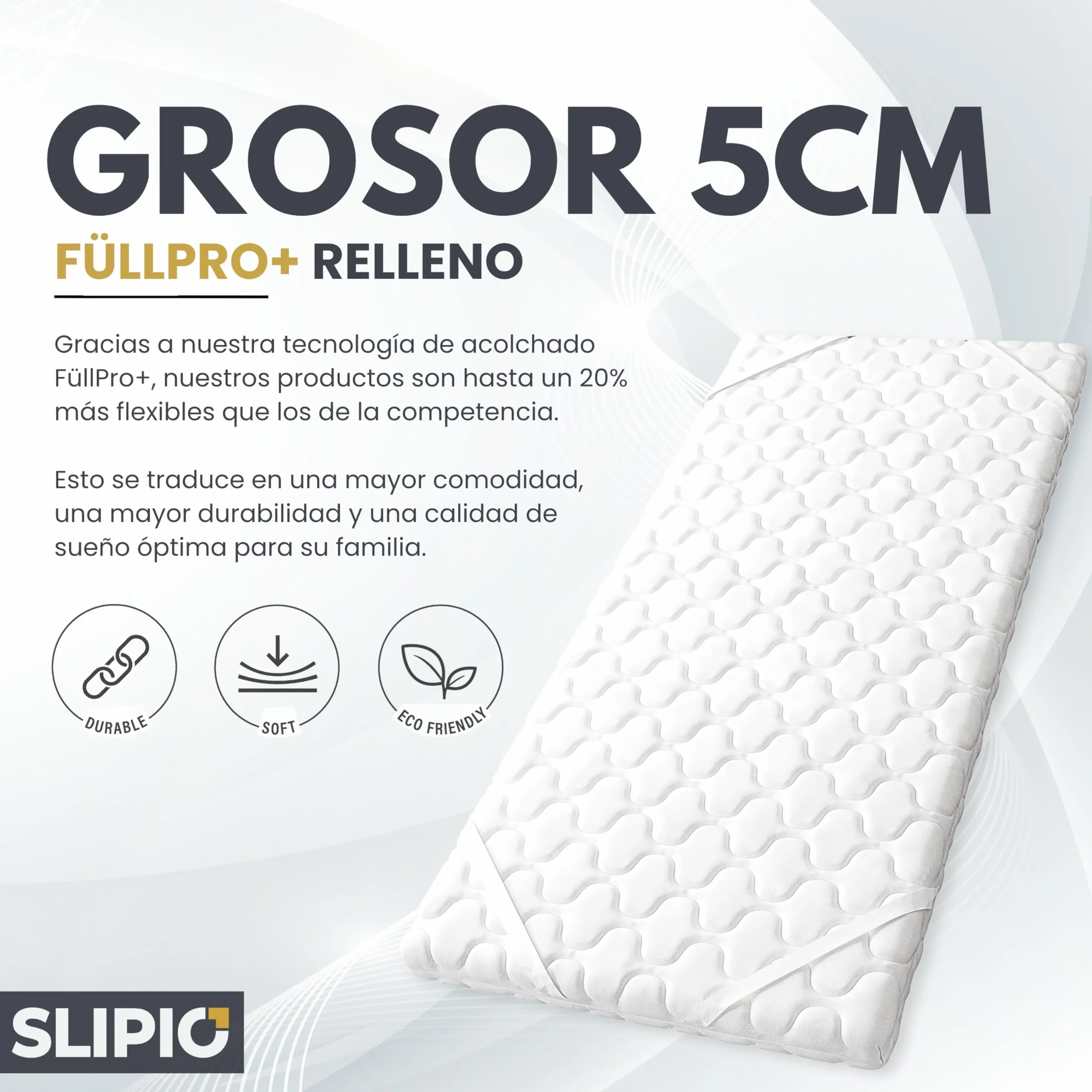 Topper de Colchón 100x200 cm | 5 cm | Ergo+ Espuma Ortopédica | Cubrecolchón | Funda Extraíble Antiácaros y Antialérgico