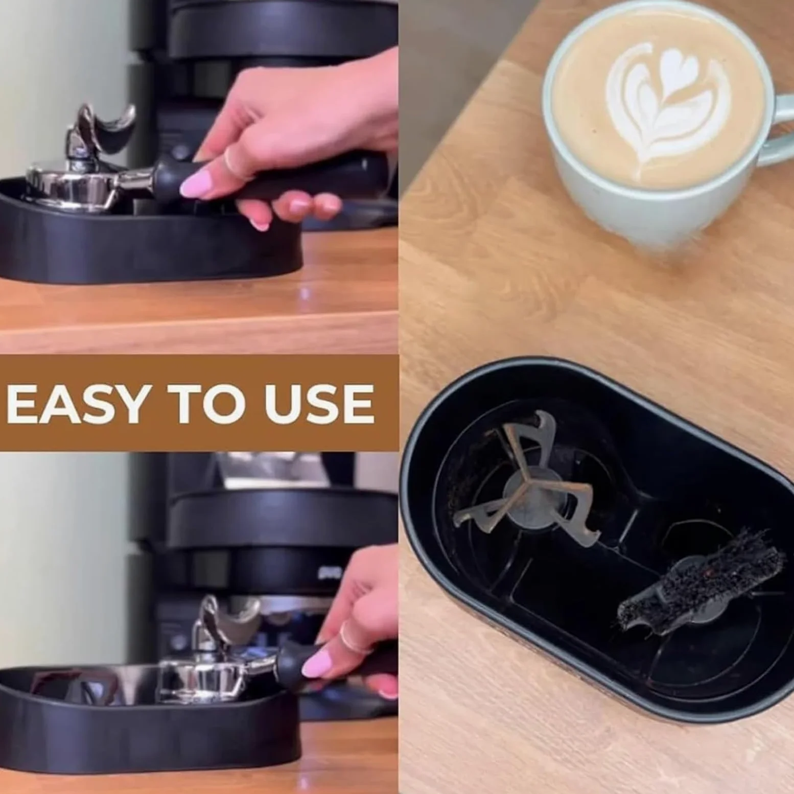 Kit de limpieza de portafiltros con bandeja antiderrames, soporte premium y cepillo para máquinas de espresso, herramientas esenciales de limpieza de café (sin variantes de color)