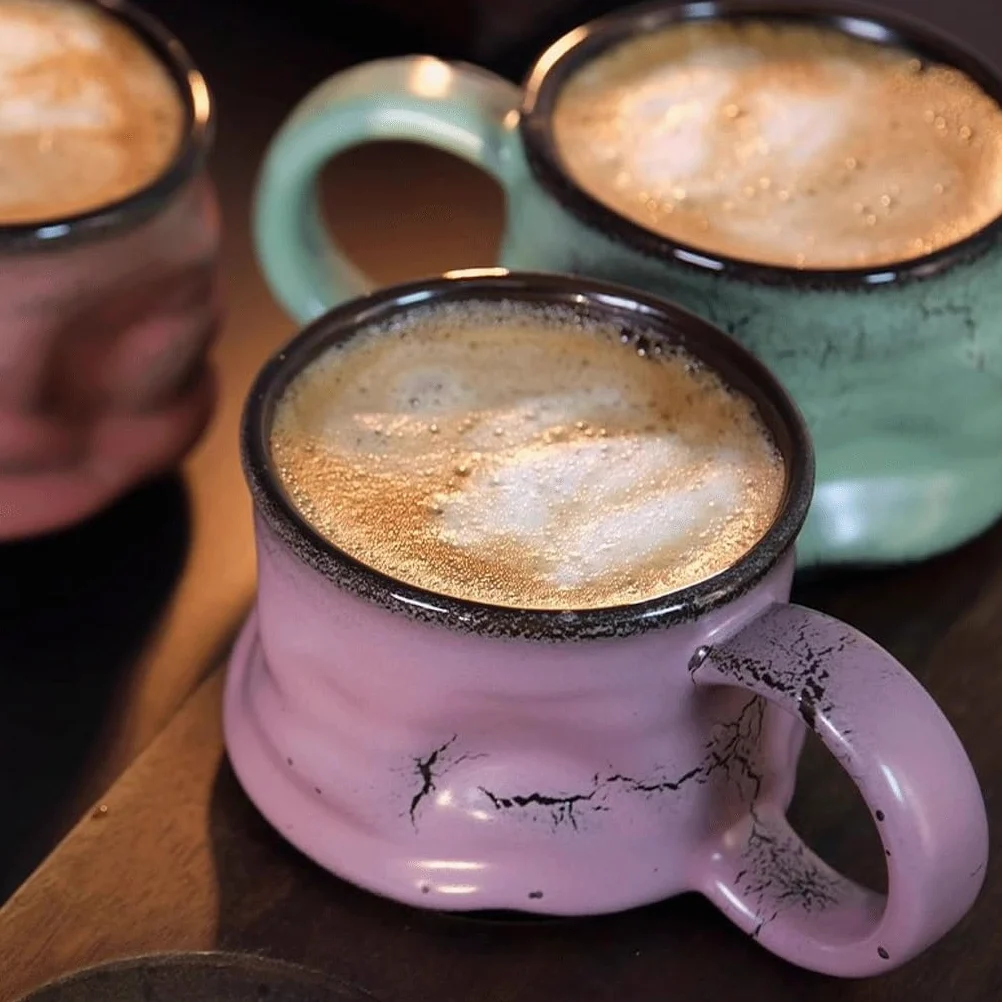 ENGENDER Tazas Cafe Taza De Cerámica Retro La Café del Gres con Té Tarde Manija Mug Cups(A)