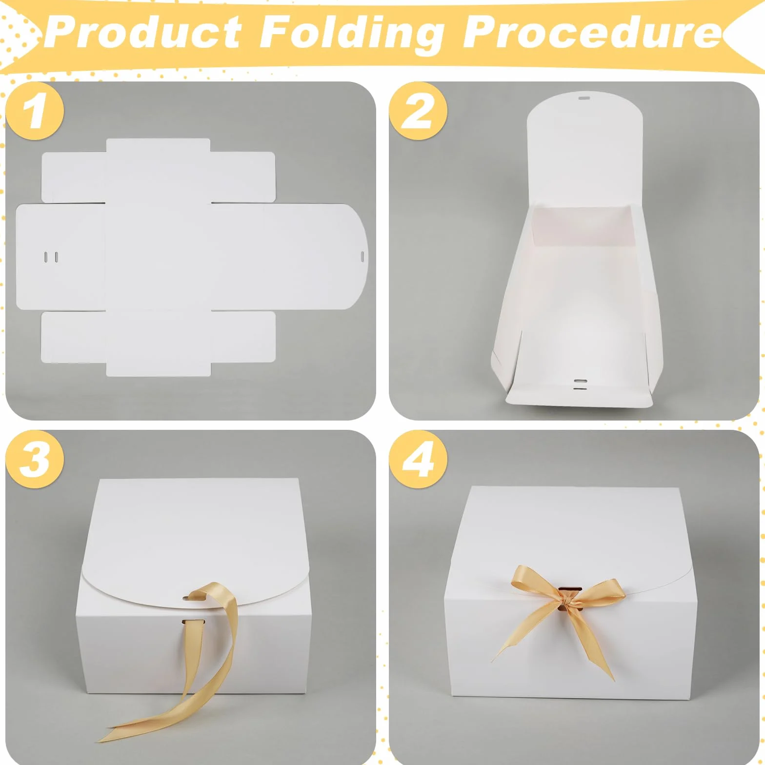 AWCIGG 12 Cajas de Regalo Blancas, 20 x 20 x 10 cm, Caja de Regalo Grande con Tapa y Cintas para Vacaciones, Navidad, Bodas, Cumpleaños, Envoltorio de Regalo