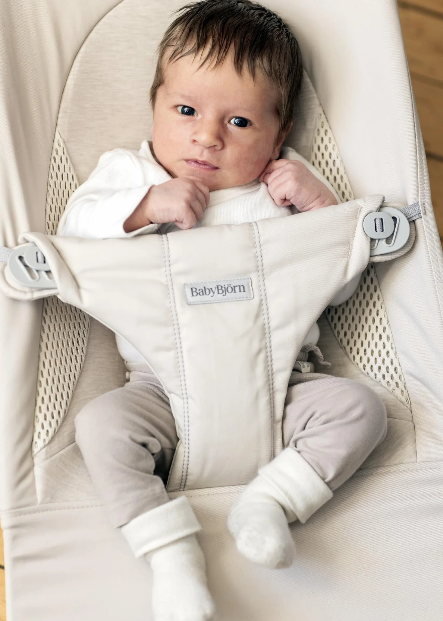 BabyBjörn Hamaca Balance Soft, Tri-Fabric, Beige Claro