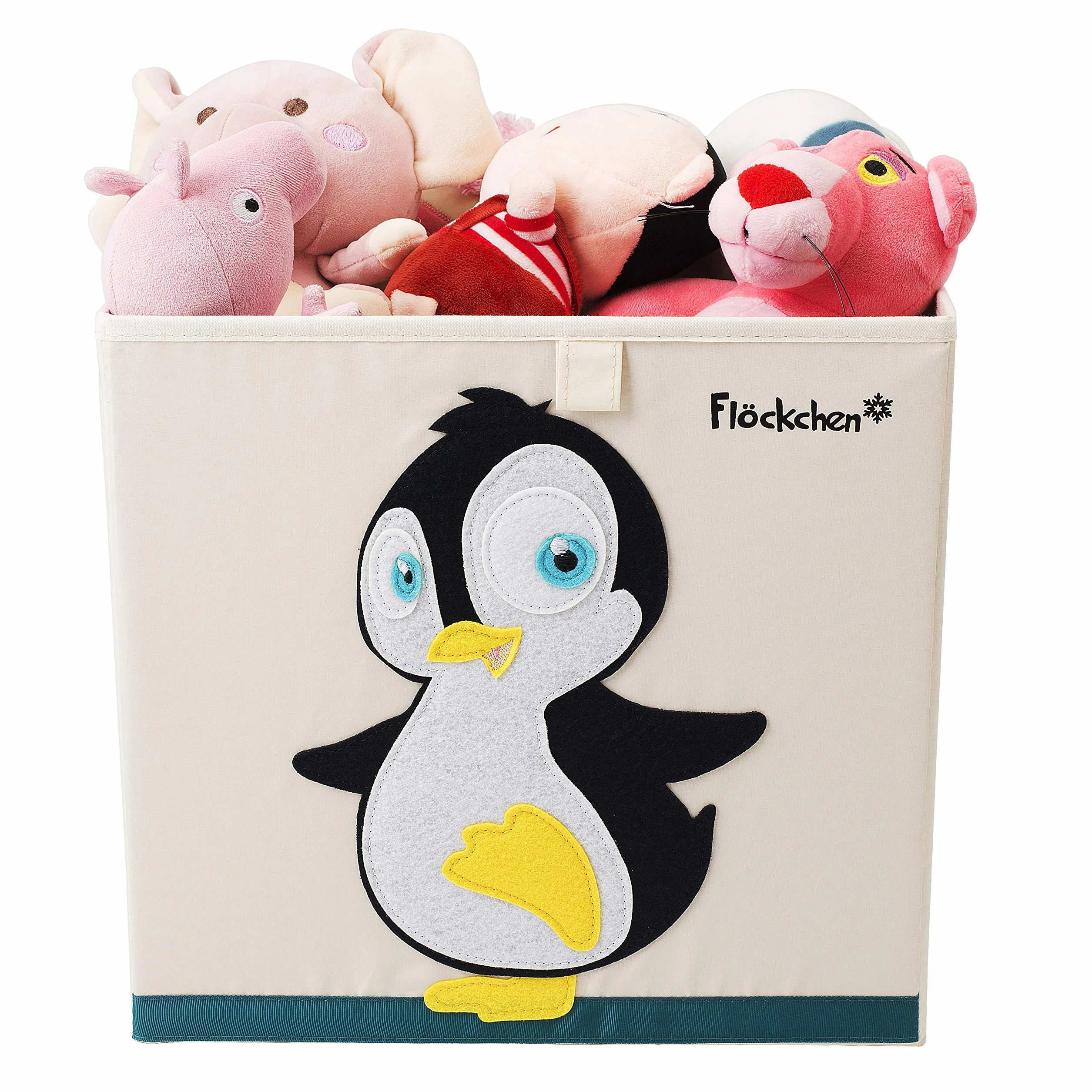 Caja de almacenamiento infantil con diseño de animales Polly el pingüino 33x33x33 cm para estante Kallax