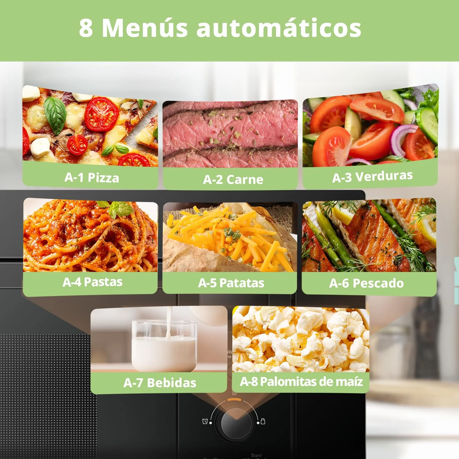 COMFEE' CBMAG820BJL-BK Microondas empotrado de 20 litros con grill, controles digitales, 8 niveles de potencia, descongelación rápida y 8 menús automáticos, color negro Visita la tienda de Comfee