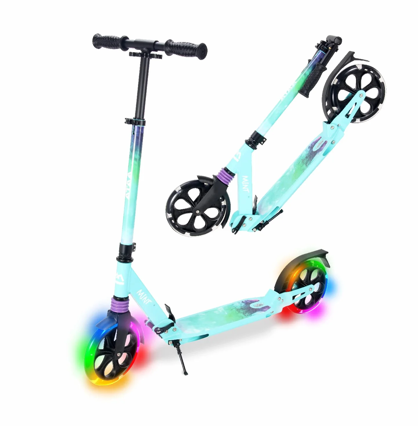 Patinete Urbano Plegable con Ruedas 200 mm Doble Suspension Manillar Ajustable
