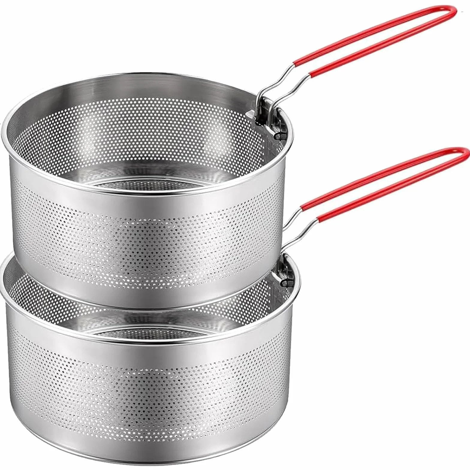 Set de coladores de cocina de acero inoxidable, 2 piezas, colador de pasta con asas desmontables, colador de metal para freidora, colador de cocina para lavar, escurrir, freír, cocinar, cocinar al
