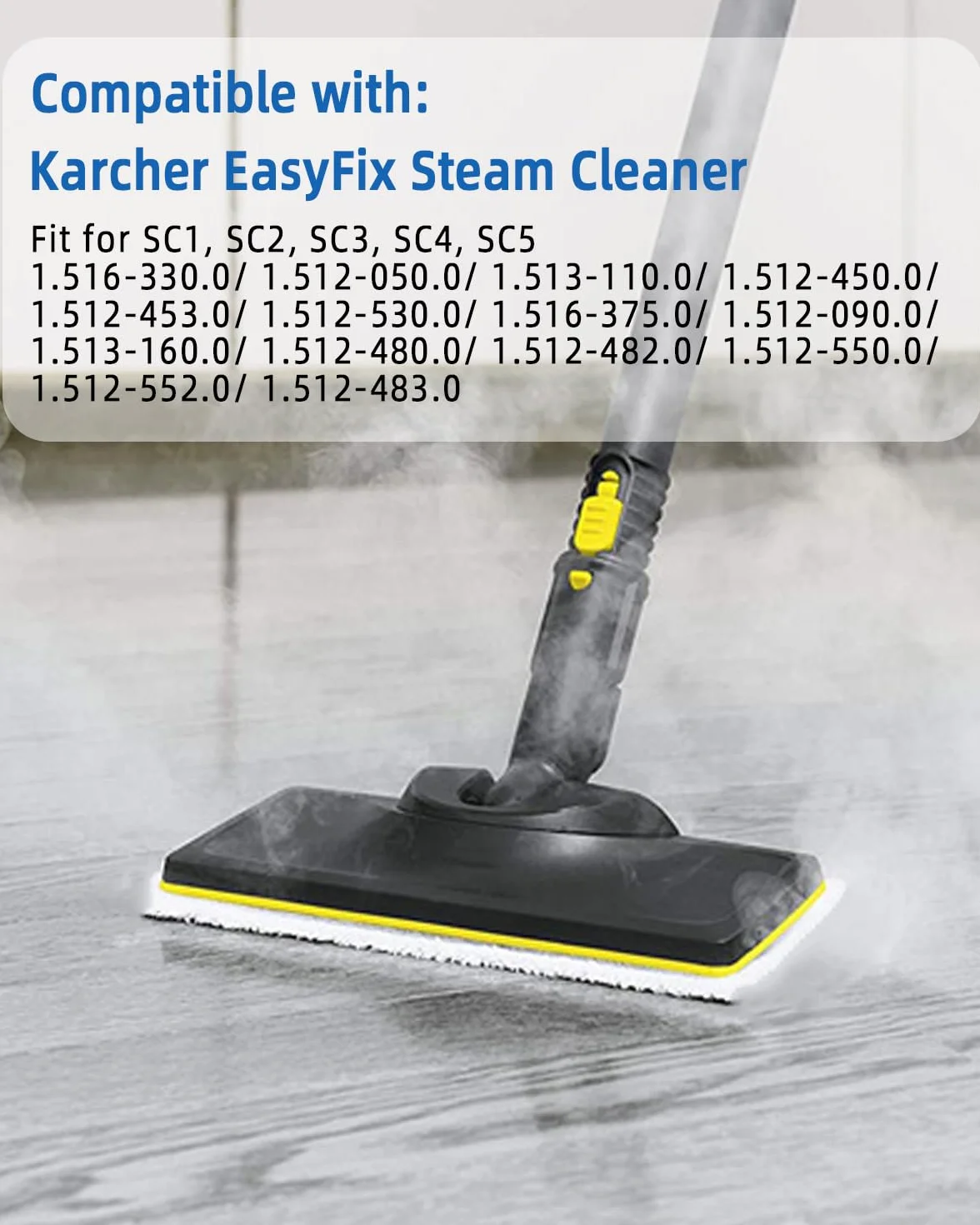 8 Paños de Microfibra compatibles con Limpiador a Vapor Kärcher EasyFix SC 2, SC 3, SC 4, SC 5, Accesorios para Limpiador a Vapor Kärcher (4 paños de suelo + 4 fundas para boquilla manual)