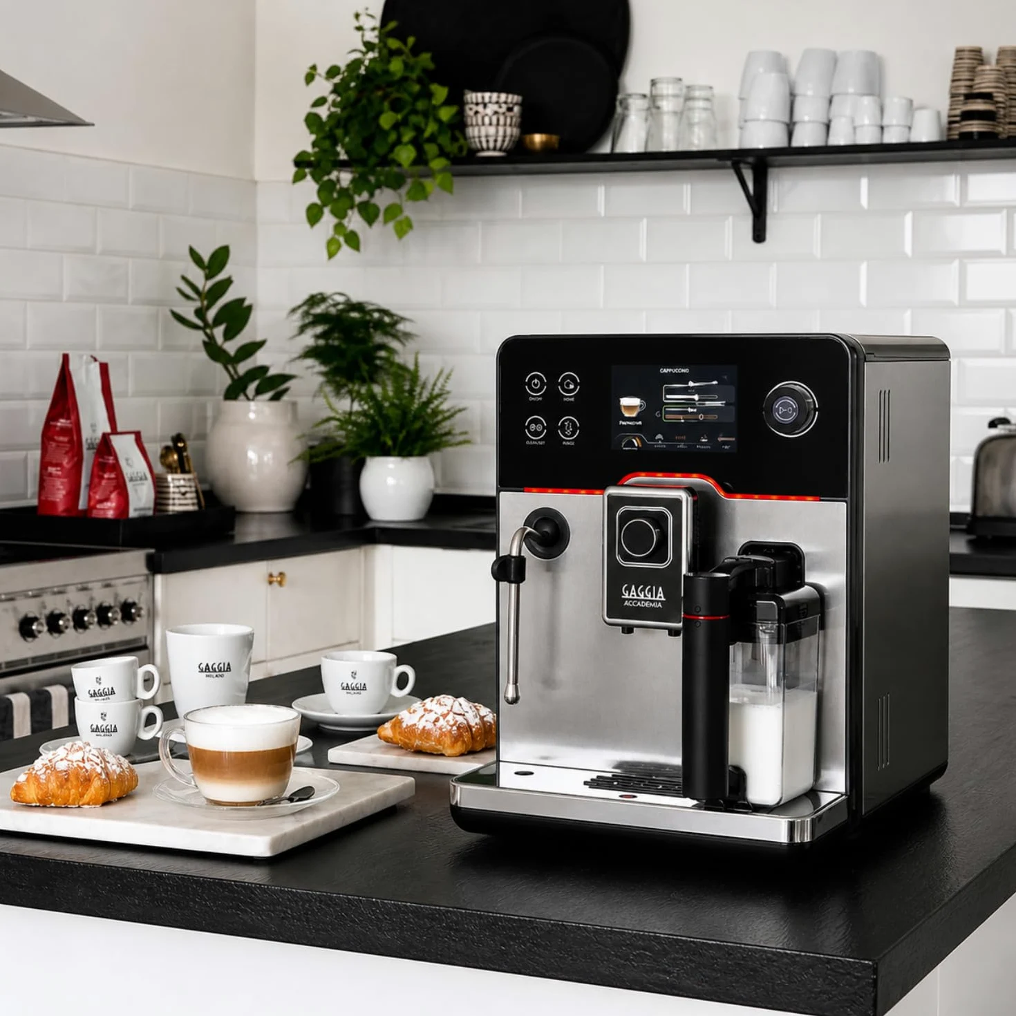 Gaggia Accademia One Touch - Máquina de café totalmente automática de grano a taza, cafetera de capuchino y espresso con 19 recetas de un solo toque (acero inoxidable)