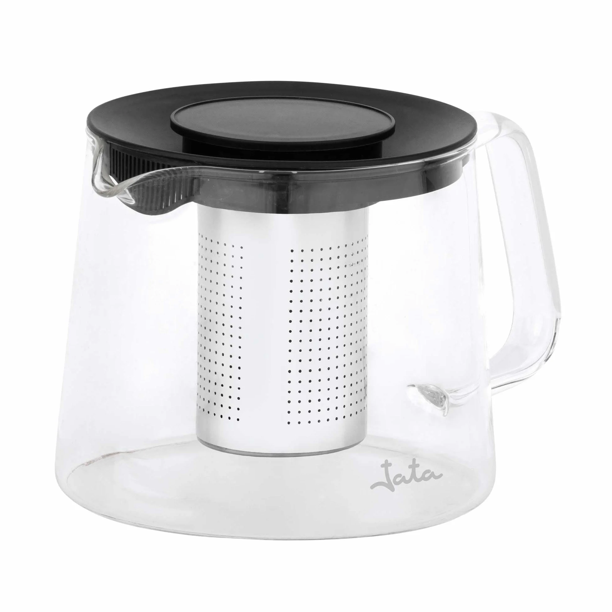 JATA HOGAR HCAF5509 - Tetera de Cristal Borosilicato 1L con Infusor de Acero Inoxidable, Tetera para Té e Infusiones, Resistente al Calor, Libre BPA, Filtro Desmontable