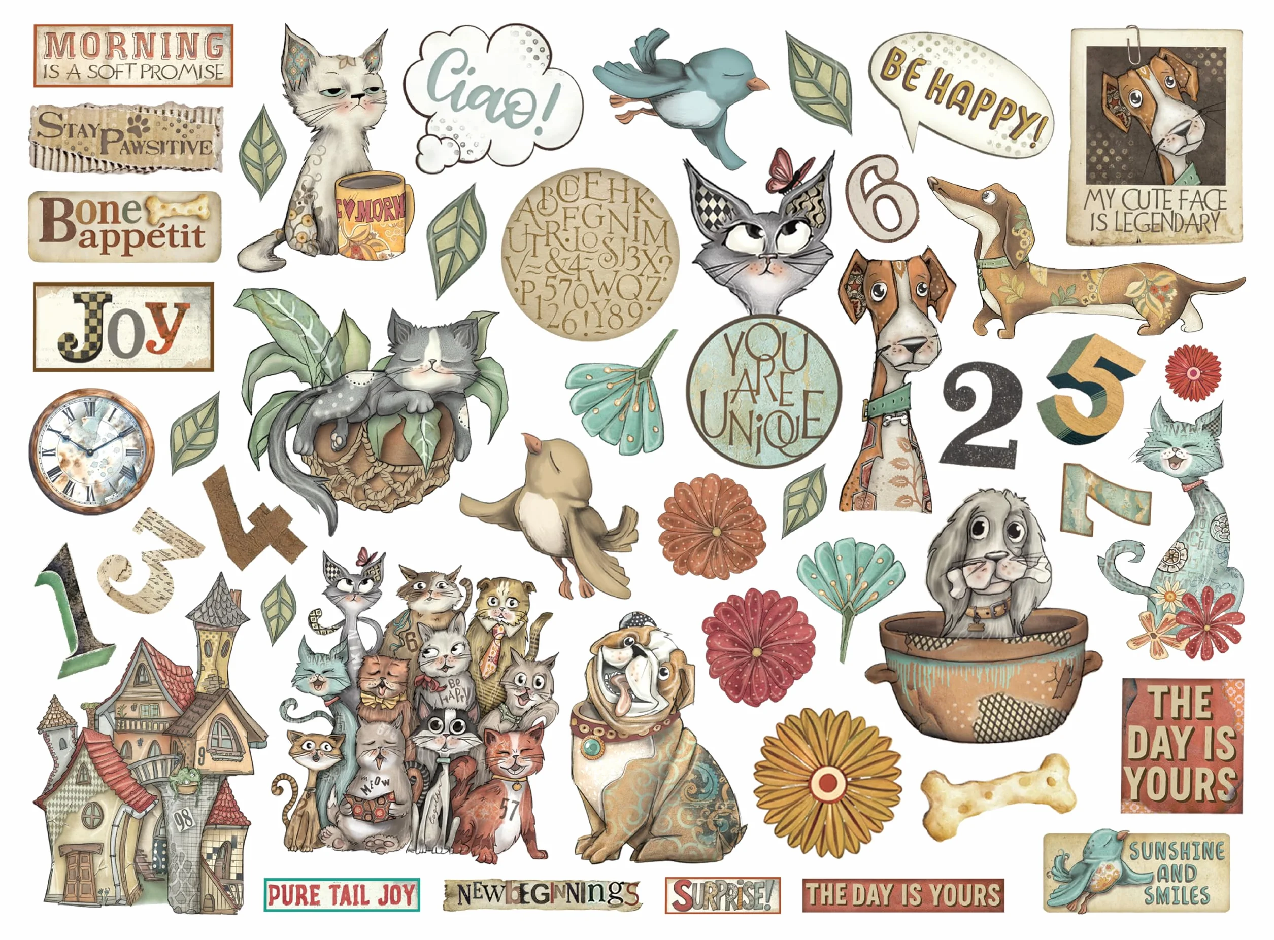 Stamperia - Die Cuts for Scrapbooks, Albums, Cards, Bullet Journals and More, Laser Cut Cardboard Shapes, Easy to Glue, Perfect for Hobbies, Crafts, and Gifting (Furry Friends) (Assorted)