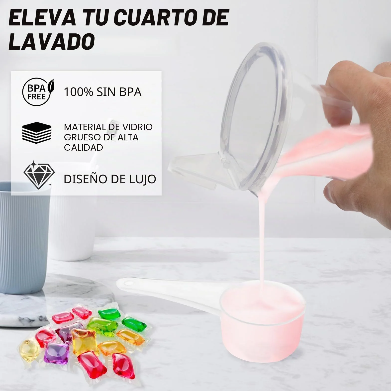 Contenedor Detergente Polvo,4 Tarros para Organización de Lavandería,Lavanderia Organizador,Pastillas Lavadora Caja de Almacenamiento de Plástico,Contenedor de Almacenamiento de Detergente en Polvo