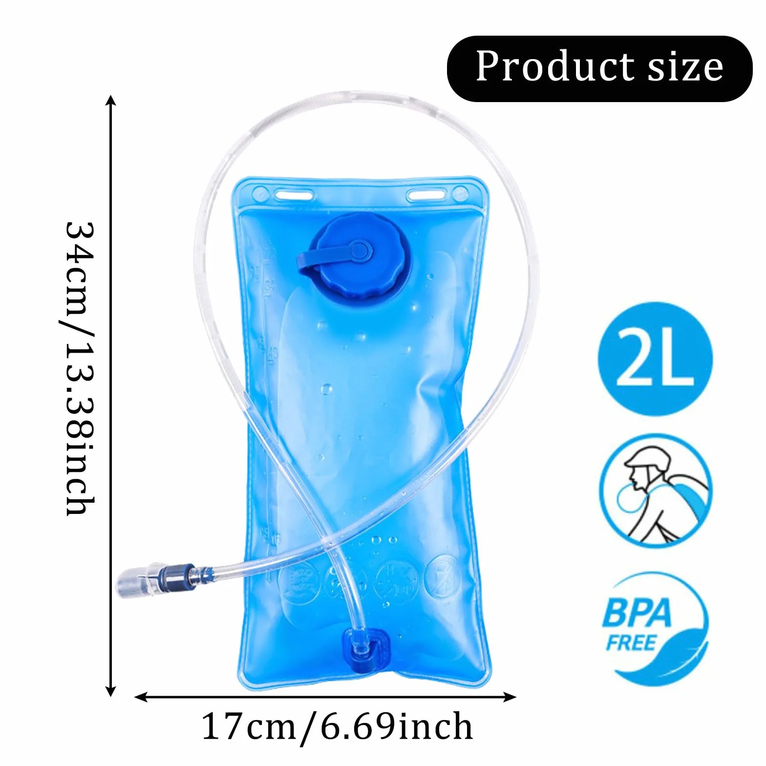 Bolsa Hidratacion 2l, Vejiga De Hidratación Sin Bpa A Prueba De Fugas, Apertura Grande Bolsa De Agua para Mochila con Tubo para Ciclismo Senderismo Correr Camping