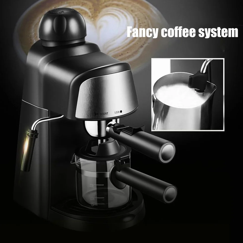 Cafetera Máquina de café espresso 5 barras 2-4 tazas 240 ml de capacidad 800 W Cafetera espresso con vaporizador de leche vaporizador Varita para capuchino Latte Macchiato Mocha
