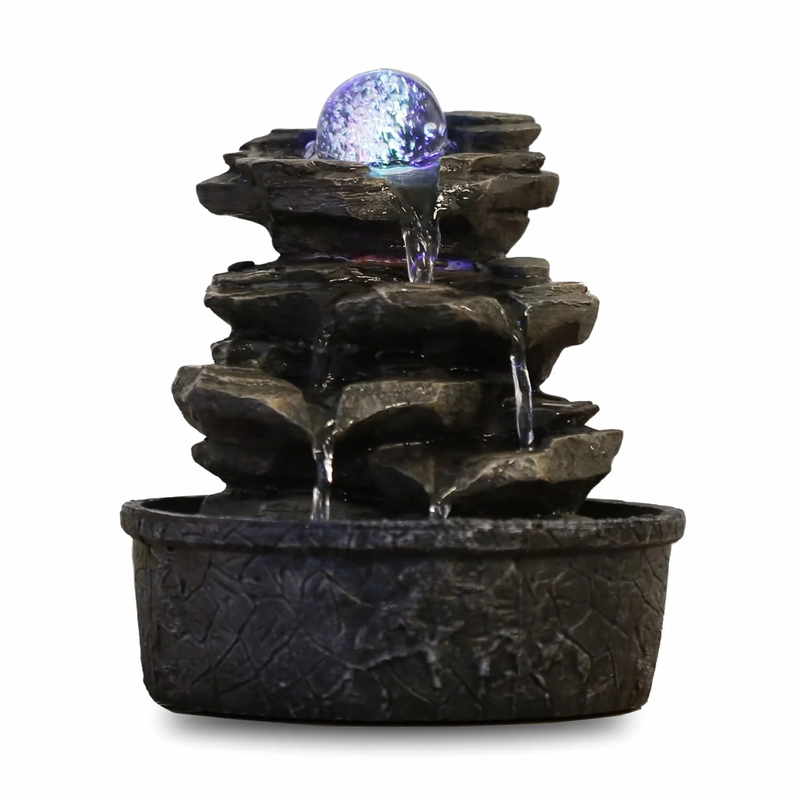 Fuente de poliresina ZenLight Little Rock, marrón oscuro, 20 x 20 x 23 cm