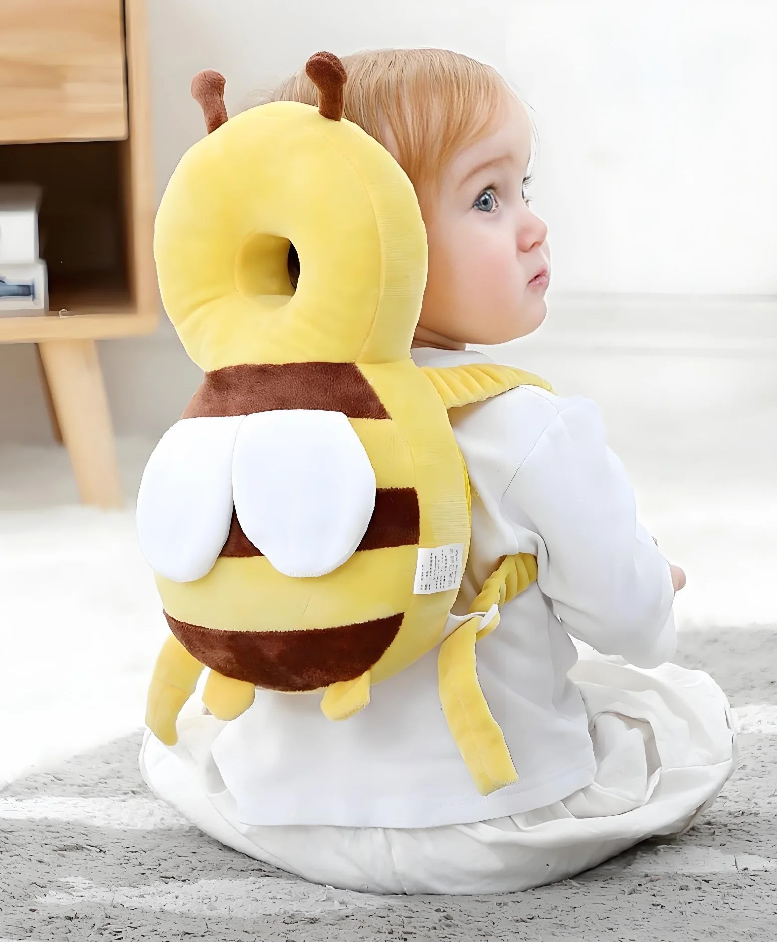 PandaEar Mochila de protección de cabeza para bebé, protector ajustable para niños pequeños al caminar, cojín de seguridad (Amarillo)